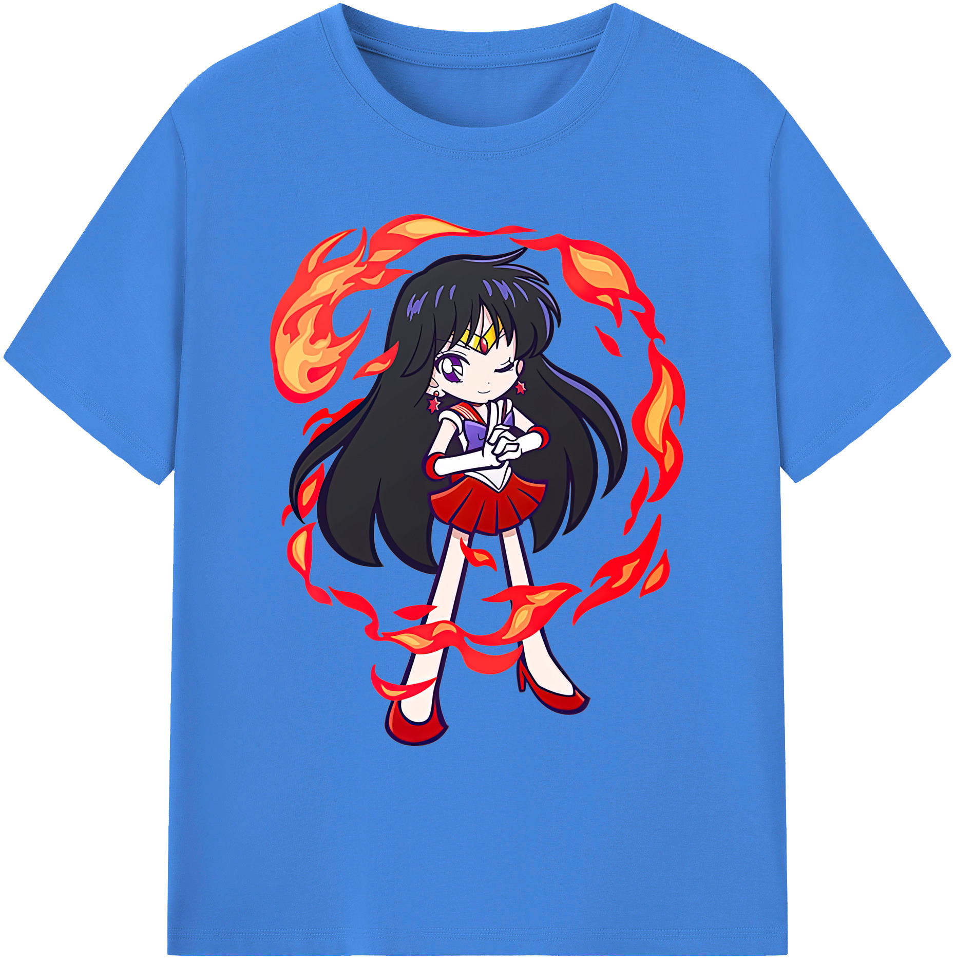 （画像用） 美少女戦士セーラームーン 火野レイ ひの レイ Sailor Moon Hino Rei （セーラーマーズ,Sailor Mars） 綿100％ メンズ半袖Tシャツ｜肌触りやわらか＆通気性