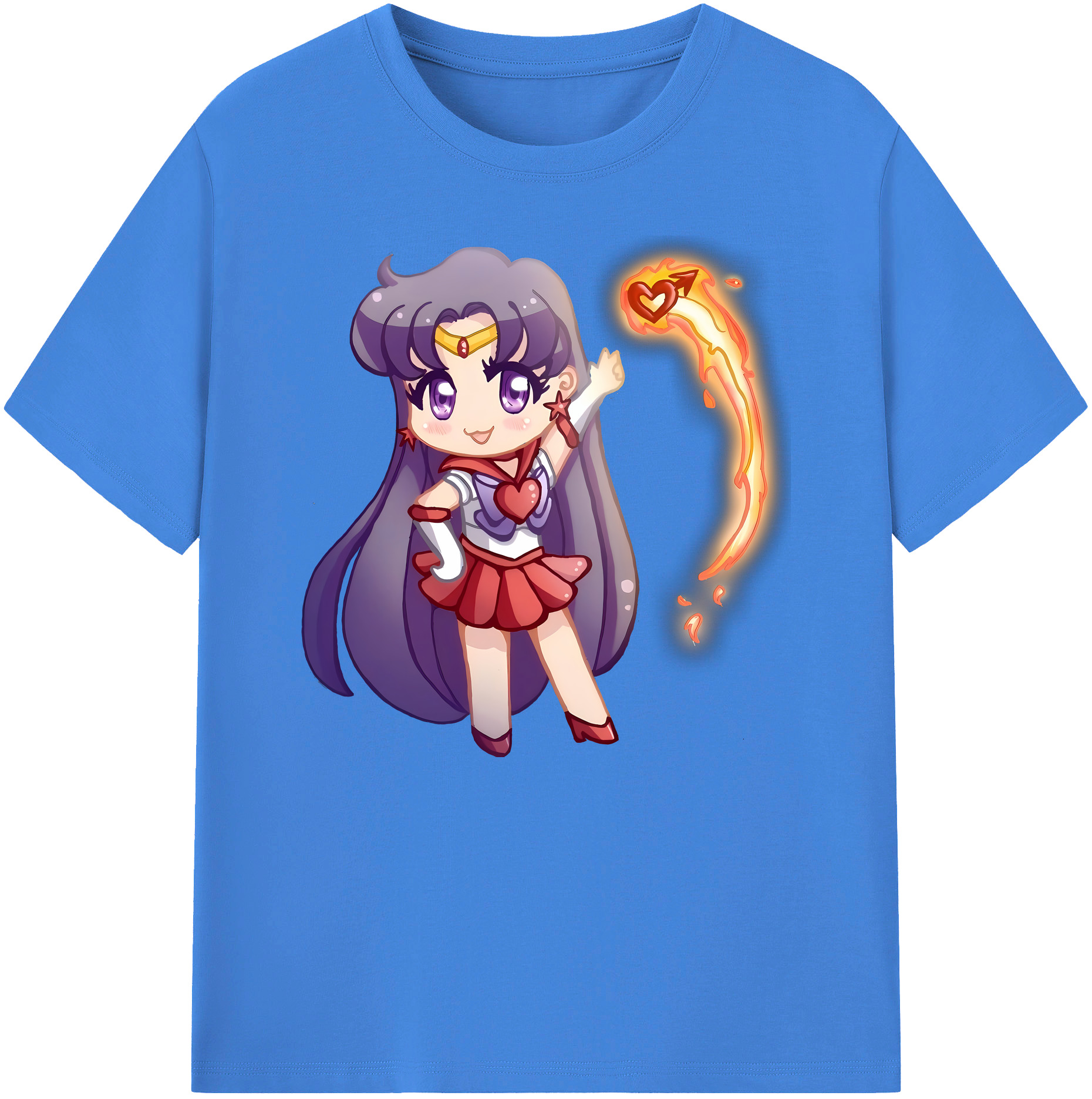 （画像用） 美少女戦士セーラームーン 火野レイ ひの レイ Sailor Moon Hino Rei （セーラーマーズ,Sailor Mars） 綿100％ メンズ半袖Tシャツ｜肌触りやわらか＆通気性