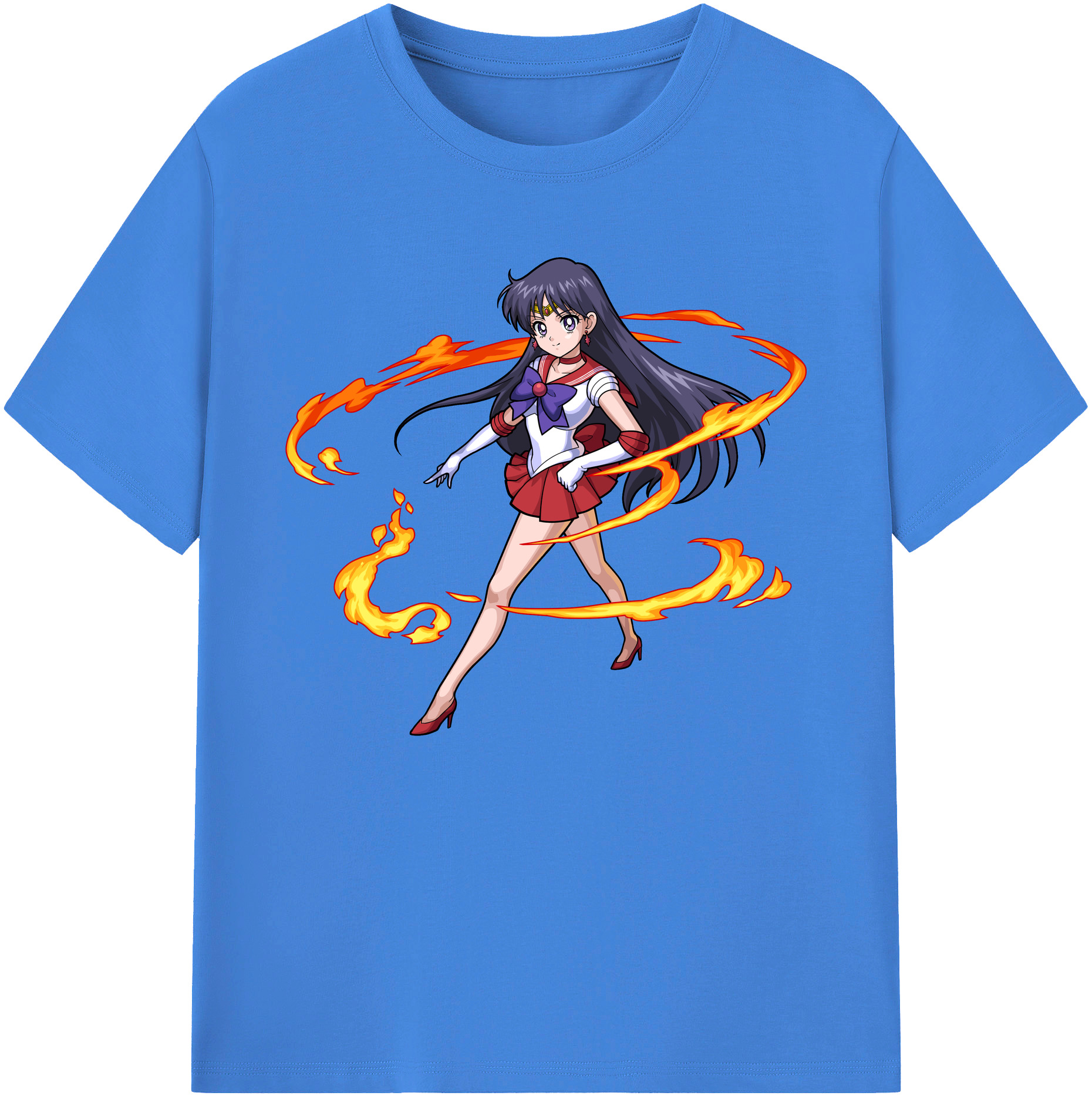（画像用） 美少女戦士セーラームーン 火野レイ ひの レイ Sailor Moon Hino Rei （セーラーマーズ,Sailor Mars） 綿100％ メンズ半袖Tシャツ｜肌触りやわらか＆通気性