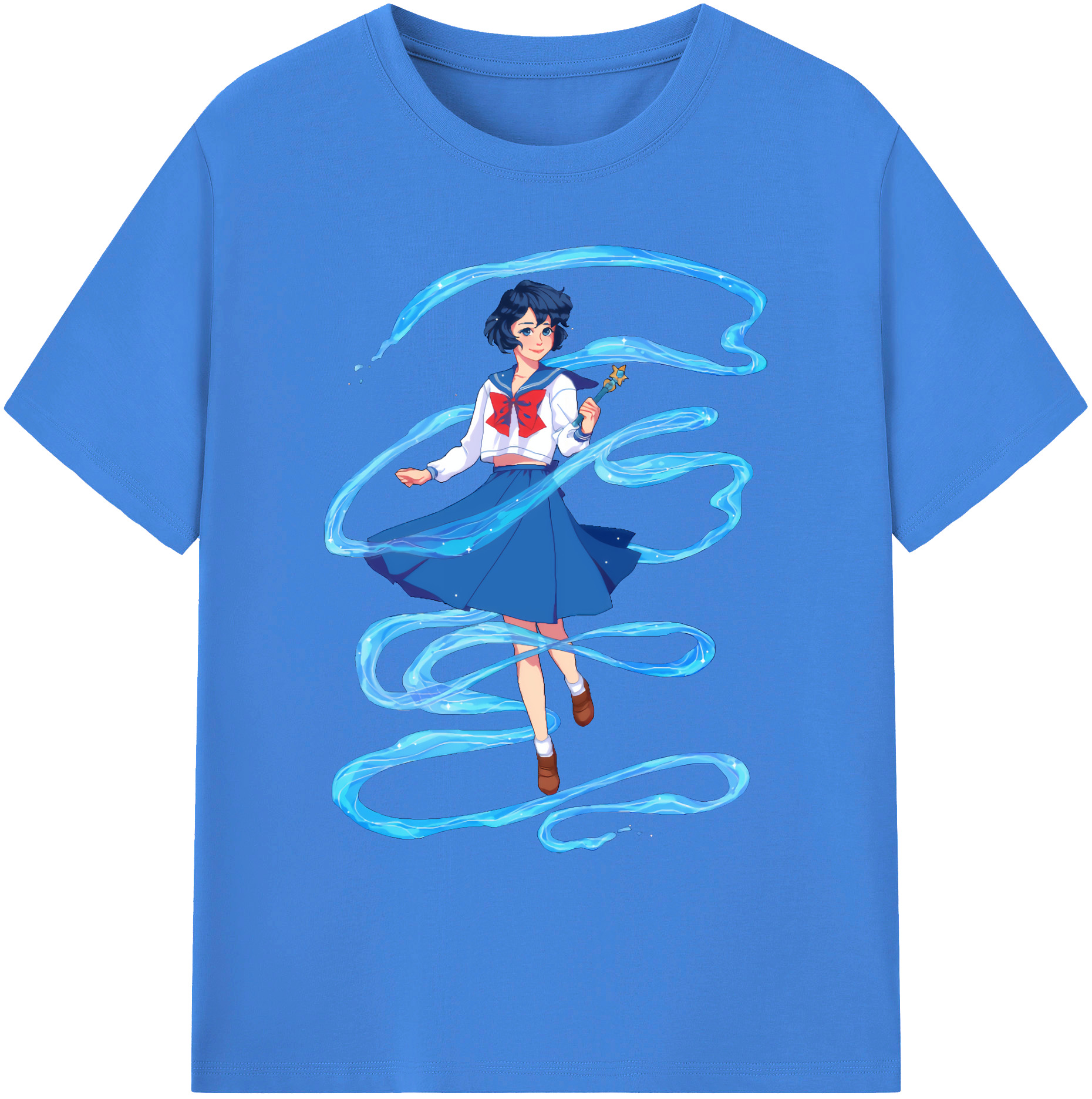 （画像用） 美少女戦士セーラームーン 水野 亜美 みずの あみ Sailor Moon Mizuno Ami 綿100％ メンズ半袖Tシャツ｜肌触りやわらか＆通気性