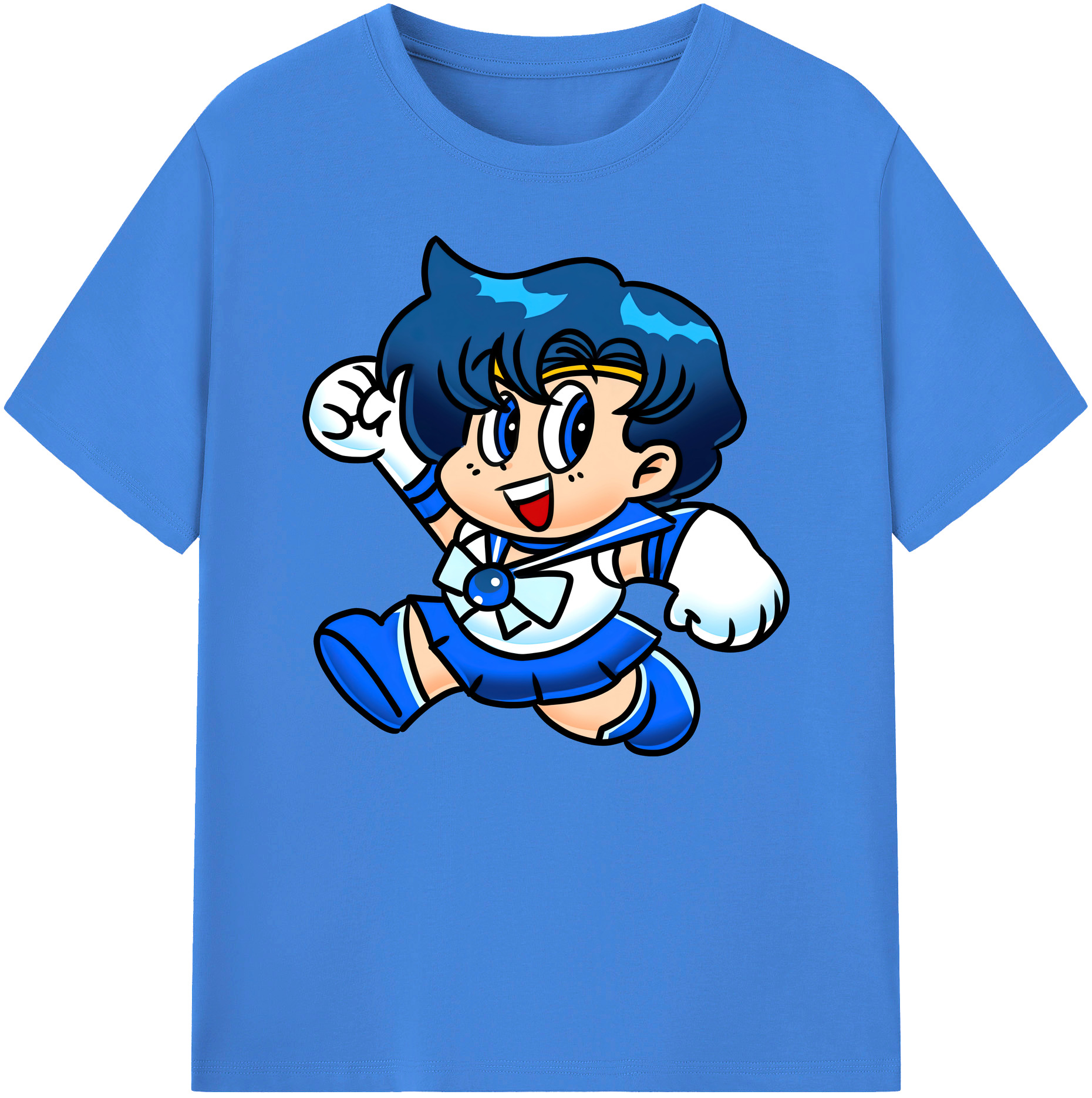 （画像用） 美少女戦士セーラームーン 水野 亜美 みずの あみ Sailor Moon Mizuno Ami 綿100％ メンズ半袖Tシャツ｜肌触りやわらか＆通気性