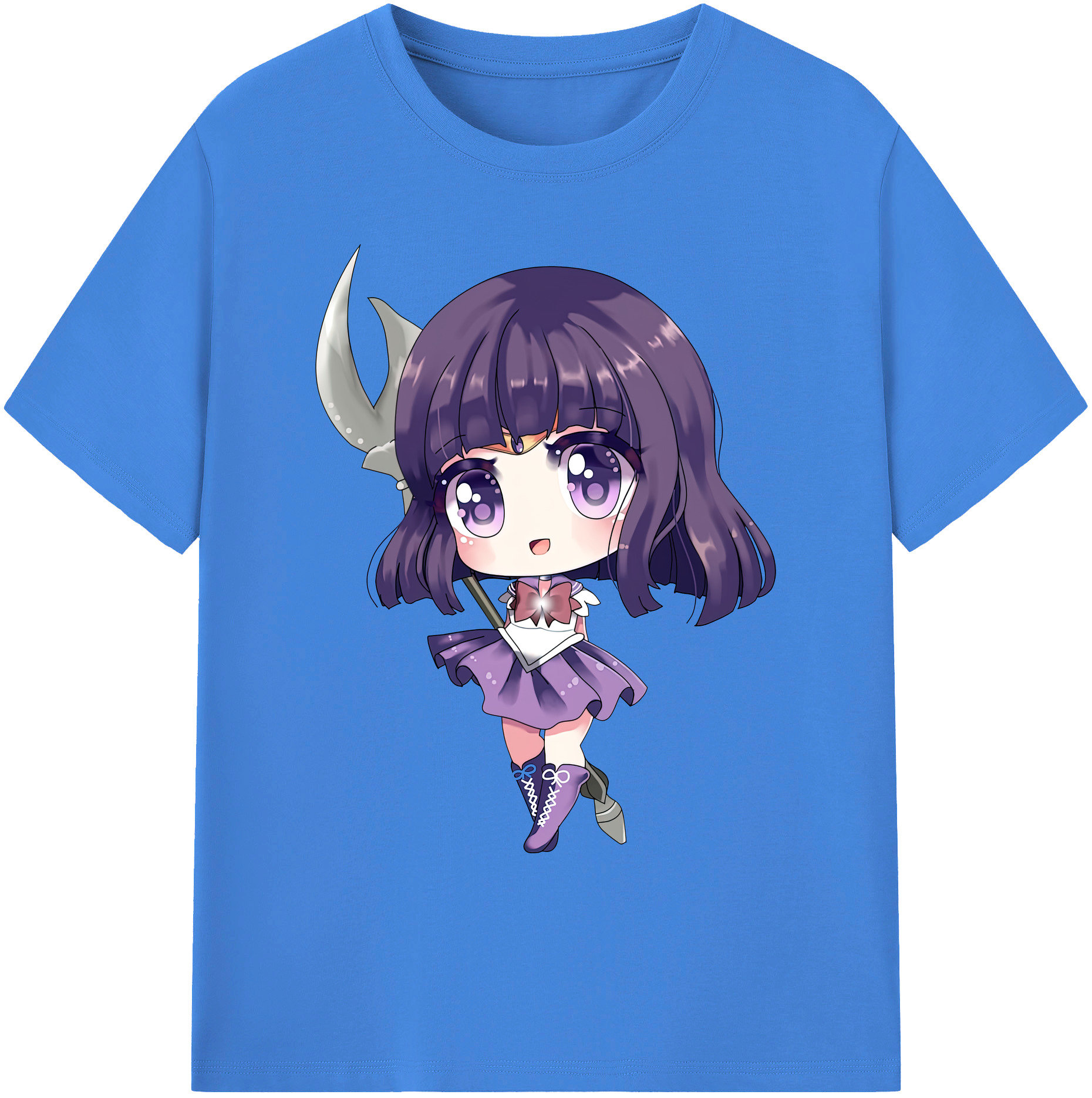 （画像用） 美少女戦士セーラームーン 土萠ほたる Sailor Moon Tomoe Hotaru （セーラーサターン；Sailor Saturn） 綿100％ メンズ半袖Tシャツ｜肌触りやわらか＆通気性