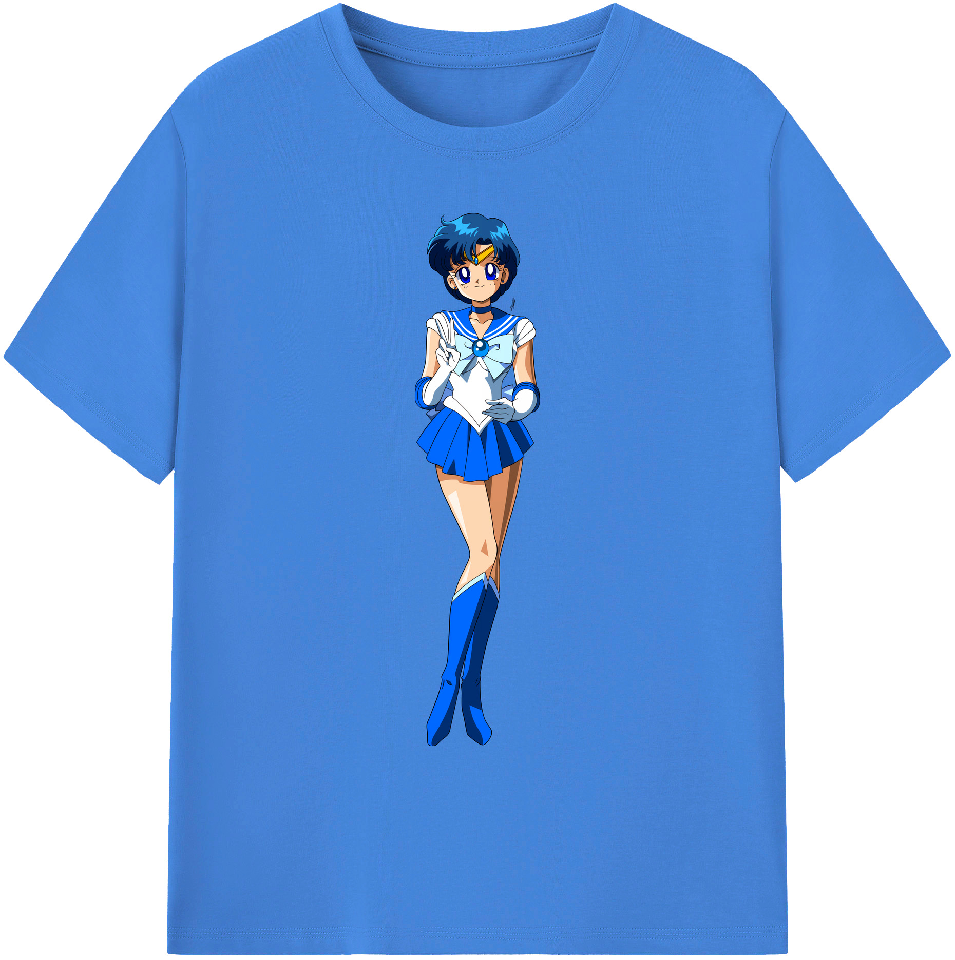 （画像用） 美少女戦士セーラームーン 水野 亜美 みずの あみ Sailor Moon Mizuno Ami 綿100％ メンズ半袖Tシャツ｜肌触りやわらか＆通気性
