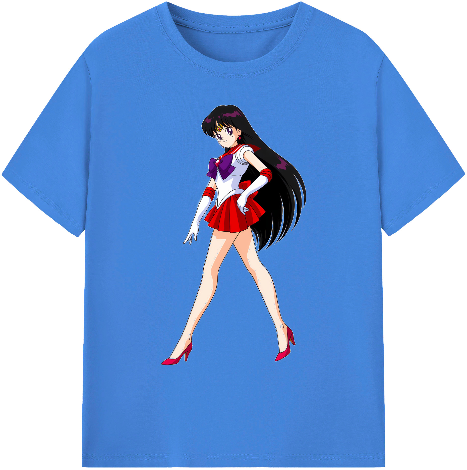 （画像用） 美少女戦士セーラームーン 火野レイ ひの レイ Sailor Moon Hino Rei （セーラーマーズ,Sailor Mars） 綿100％ メンズ半袖Tシャツ｜肌触りやわらか＆通気性