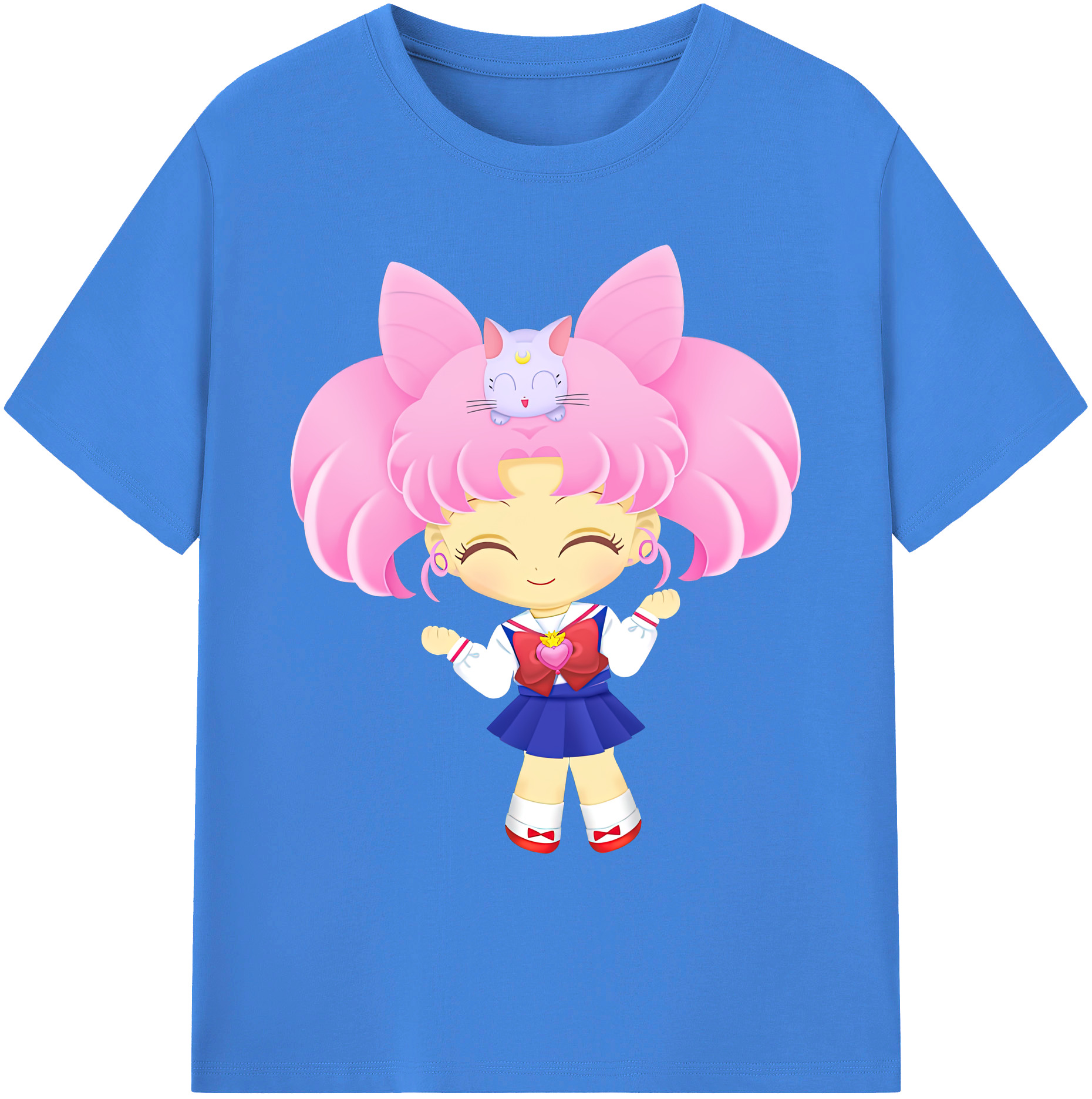 （画像用） 美少女戦士セーラームーン ちびうさ Sailor Moon Chibiusa Tsukino Usagi Small Lady Serenity 綿100％ メンズ半袖Tシャツ｜肌触りやわらか＆通気性