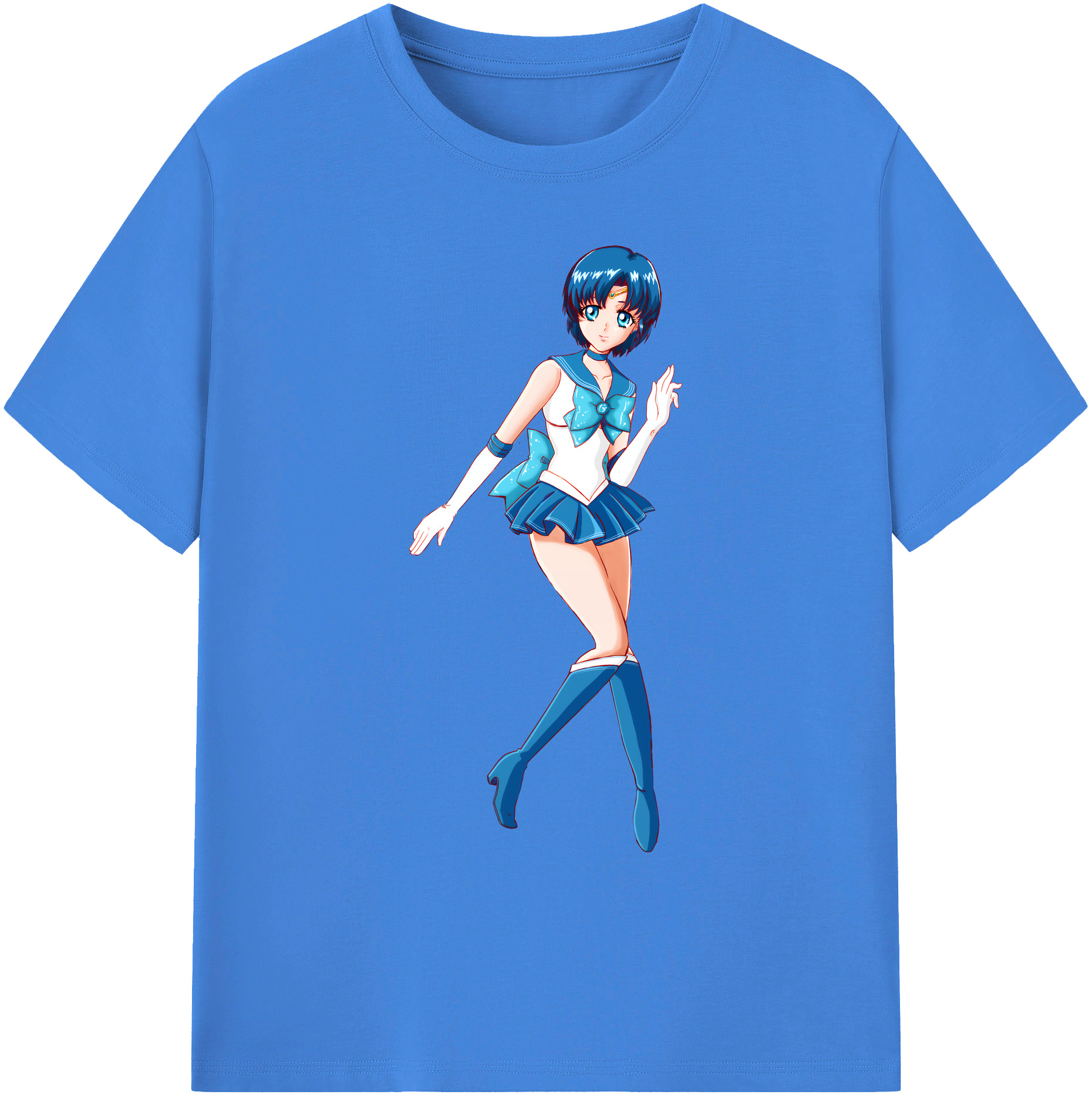 （画像用） 美少女戦士セーラームーン 水野 亜美 みずの あみ Sailor Moon Mizuno Ami 綿100％ メンズ半袖Tシャツ｜肌触りやわらか＆通気性