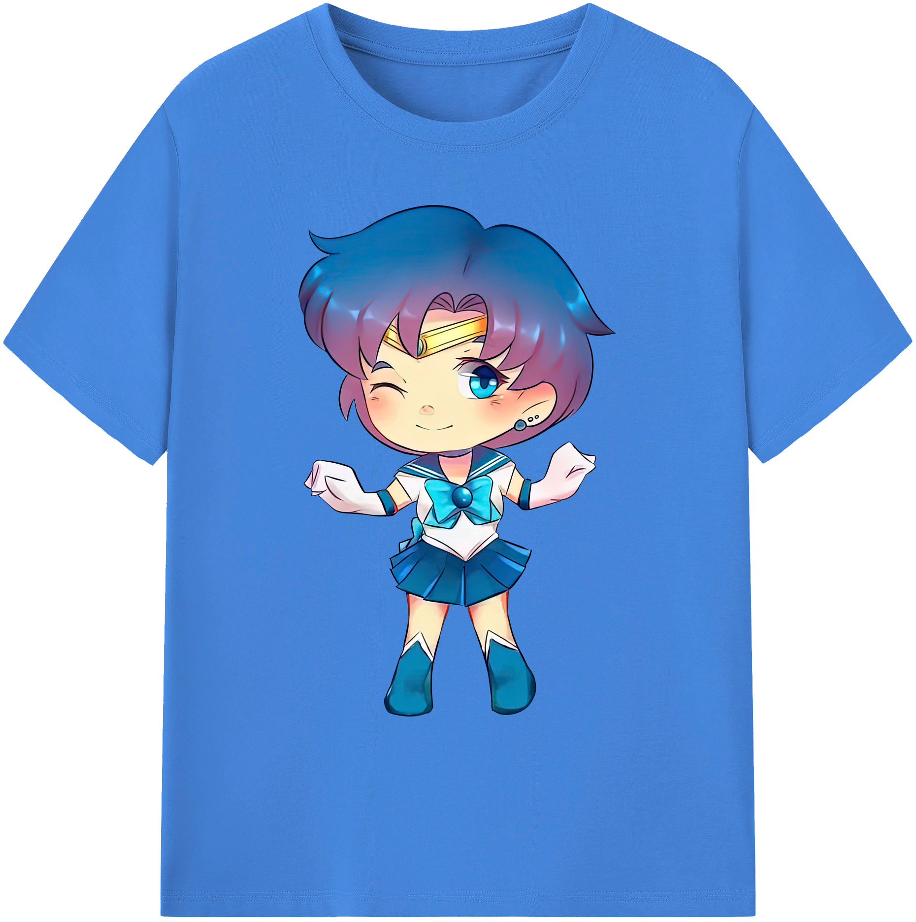 （画像用） 美少女戦士セーラームーン 水野 亜美 みずの あみ Sailor Moon Mizuno Ami 綿100％ メンズ半袖Tシャツ｜肌触りやわらか＆通気性