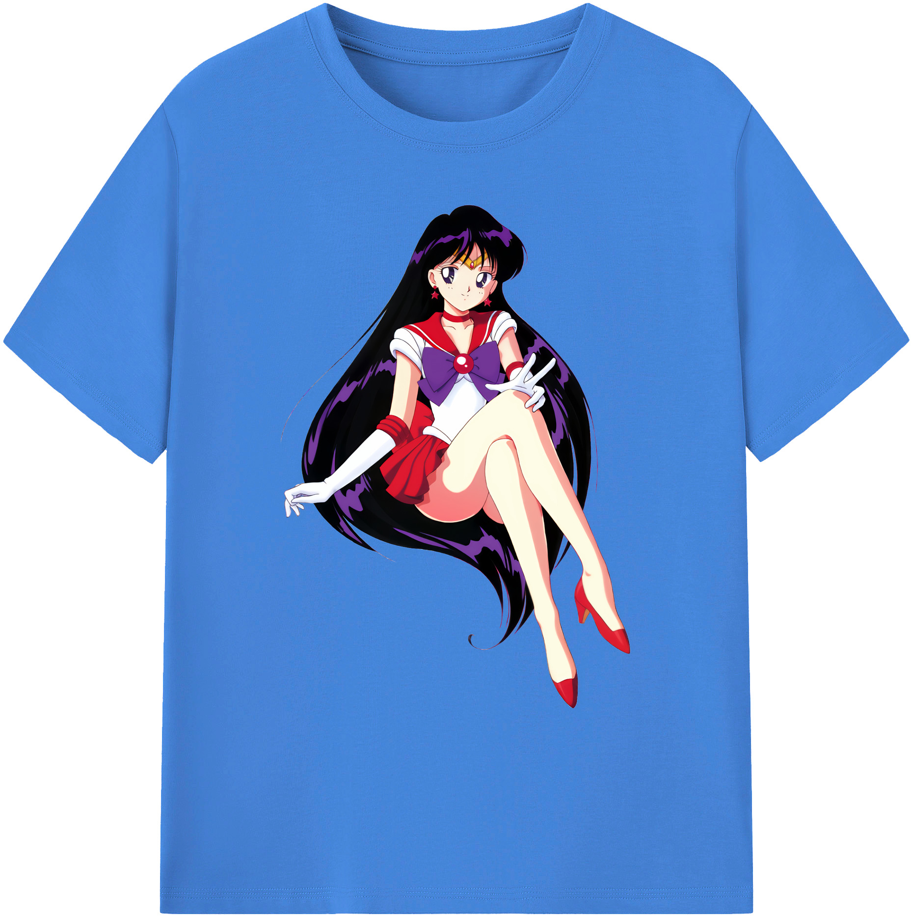 （画像用） 美少女戦士セーラームーン 火野レイ ひの レイ Sailor Moon Hino Rei （セーラーマーズ,Sailor Mars） 綿100％ メンズ半袖Tシャツ｜肌触りやわらか＆通気性