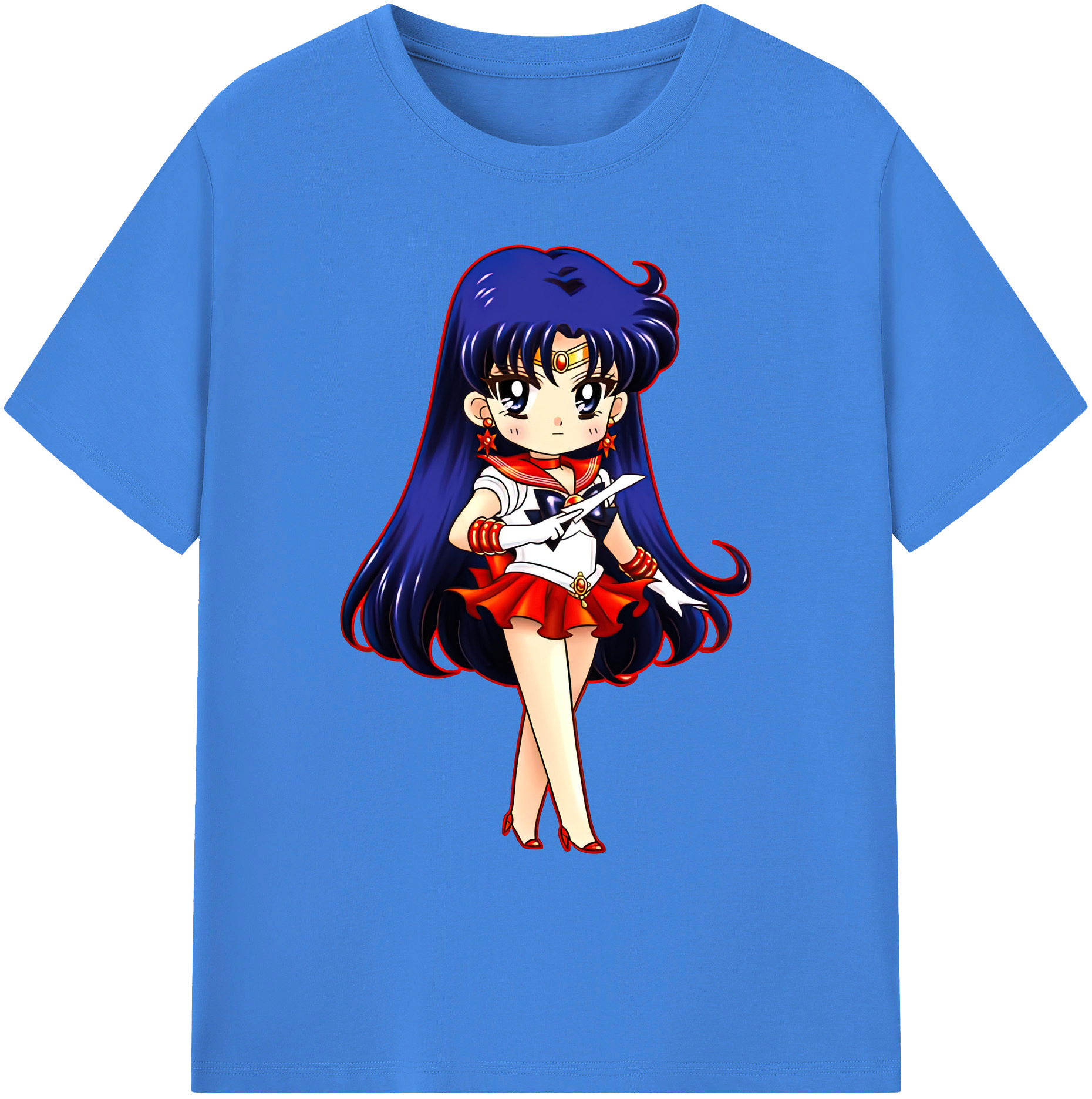 （画像用） 美少女戦士セーラームーン 火野レイ ひの レイ Sailor Moon Hino Rei （セーラーマーズ,Sailor Mars） 綿100％ メンズ半袖Tシャツ｜肌触りやわらか＆通気性