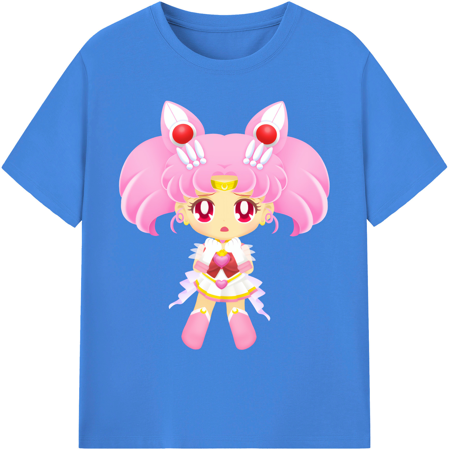 （画像用） 美少女戦士セーラームーン ちびうさ Sailor Moon Chibiusa Tsukino Usagi Small Lady Serenity 綿100％ メンズ半袖Tシャツ｜肌触りやわらか＆通気性