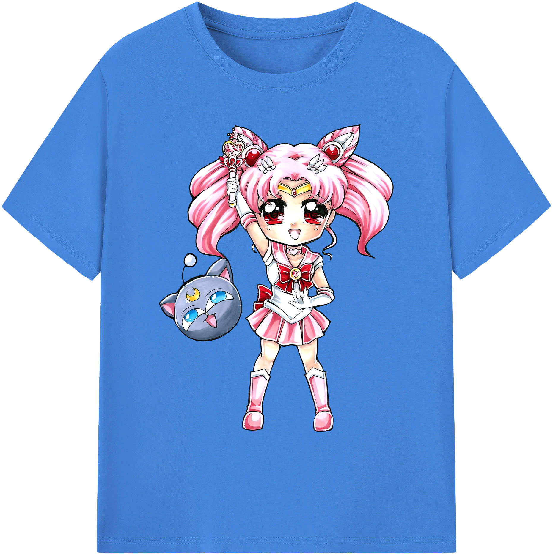 （画像用） 美少女戦士セーラームーン ちびうさ Sailor Moon Chibiusa Tsukino Usagi Small Lady Serenity 綿100％ メンズ半袖Tシャツ｜肌触りやわらか＆通気性