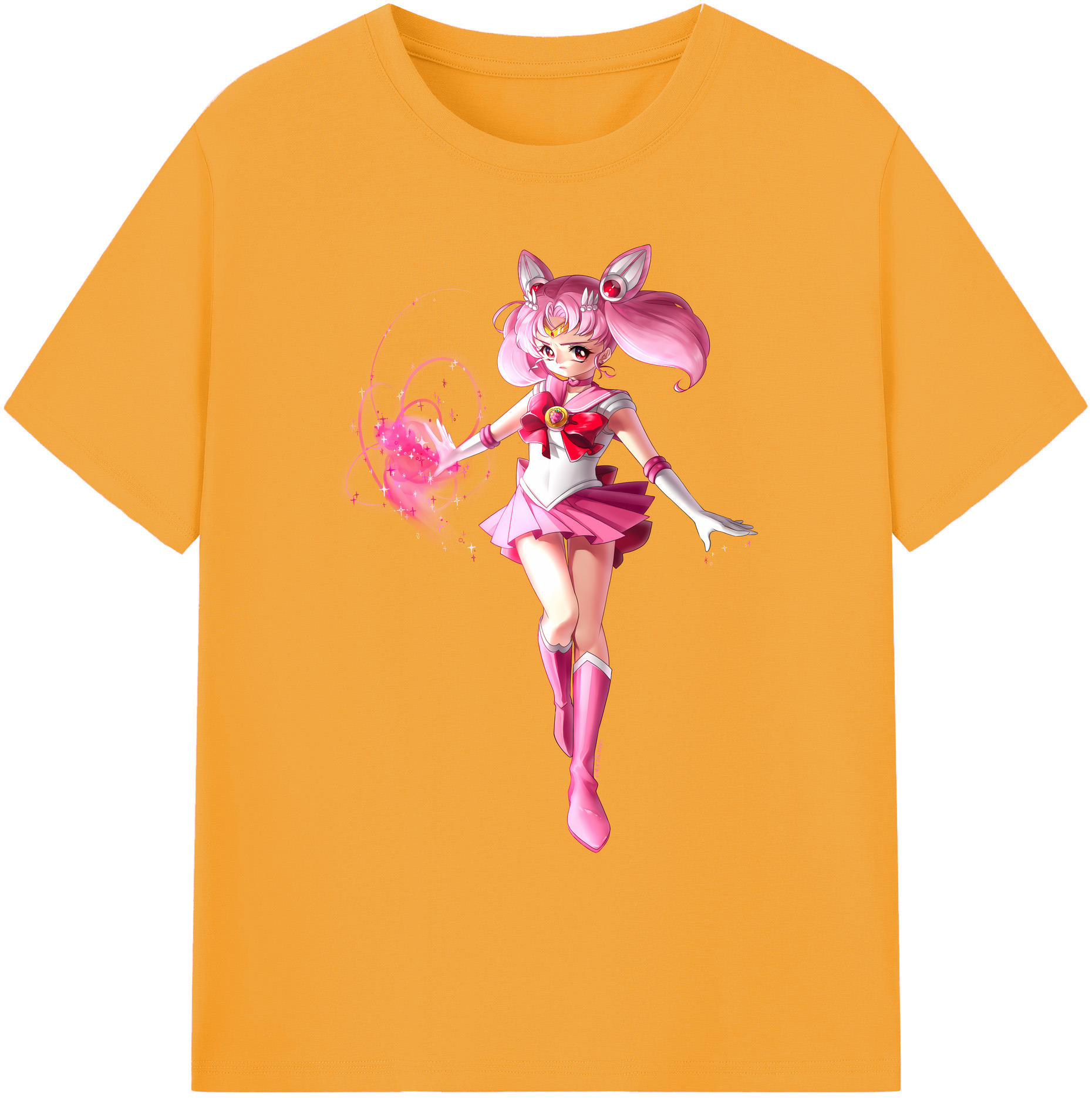 （画像用） 美少女戦士セーラームーン ちびうさ Sailor Moon Chibiusa Tsukino Usagi Small Lady Serenity 綿100％ メンズ半袖Tシャツ｜肌触りやわらか＆通気性