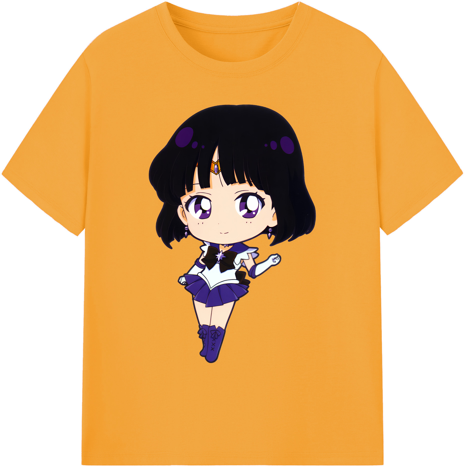 （画像用） 美少女戦士セーラームーン 土萠ほたる Sailor Moon Tomoe Hotaru （セーラーサターン；Sailor Saturn） 綿100％ メンズ半袖Tシャツ｜肌触りやわらか＆通気性