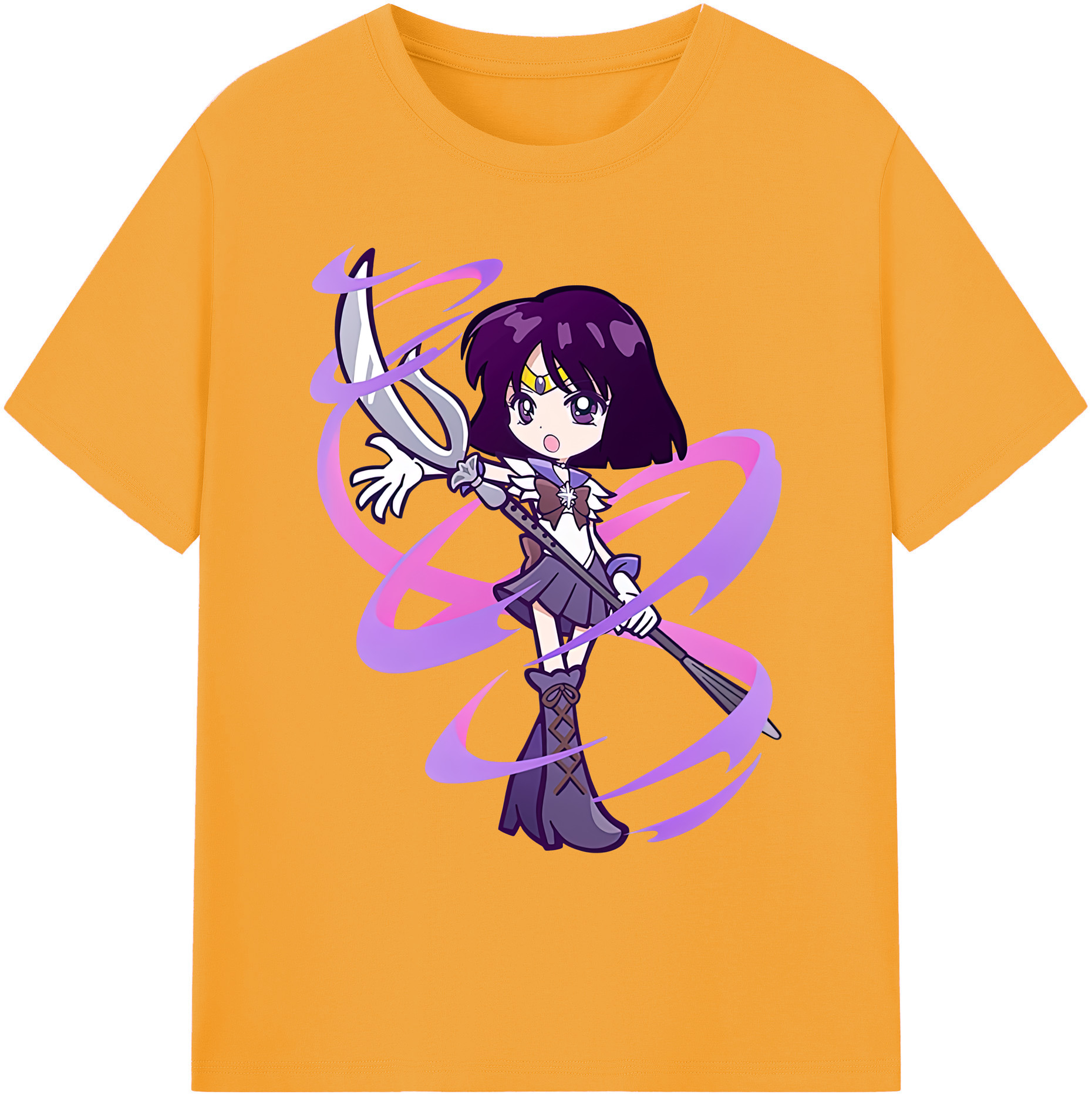 （画像用） 美少女戦士セーラームーン 土萠ほたる Sailor Moon Tomoe Hotaru （セーラーサターン；Sailor Saturn） 綿100％ メンズ半袖Tシャツ｜肌触りやわらか＆通気性