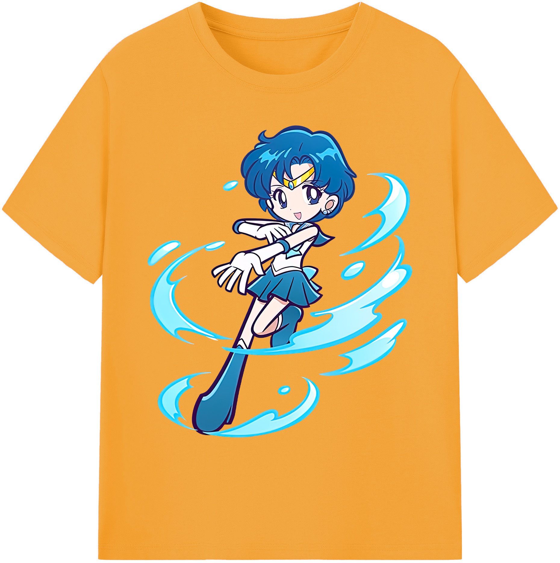 （画像用） 美少女戦士セーラームーン 水野 亜美 みずの あみ Sailor Moon Mizuno Ami 綿100％ メンズ半袖Tシャツ｜肌触りやわらか＆通気性