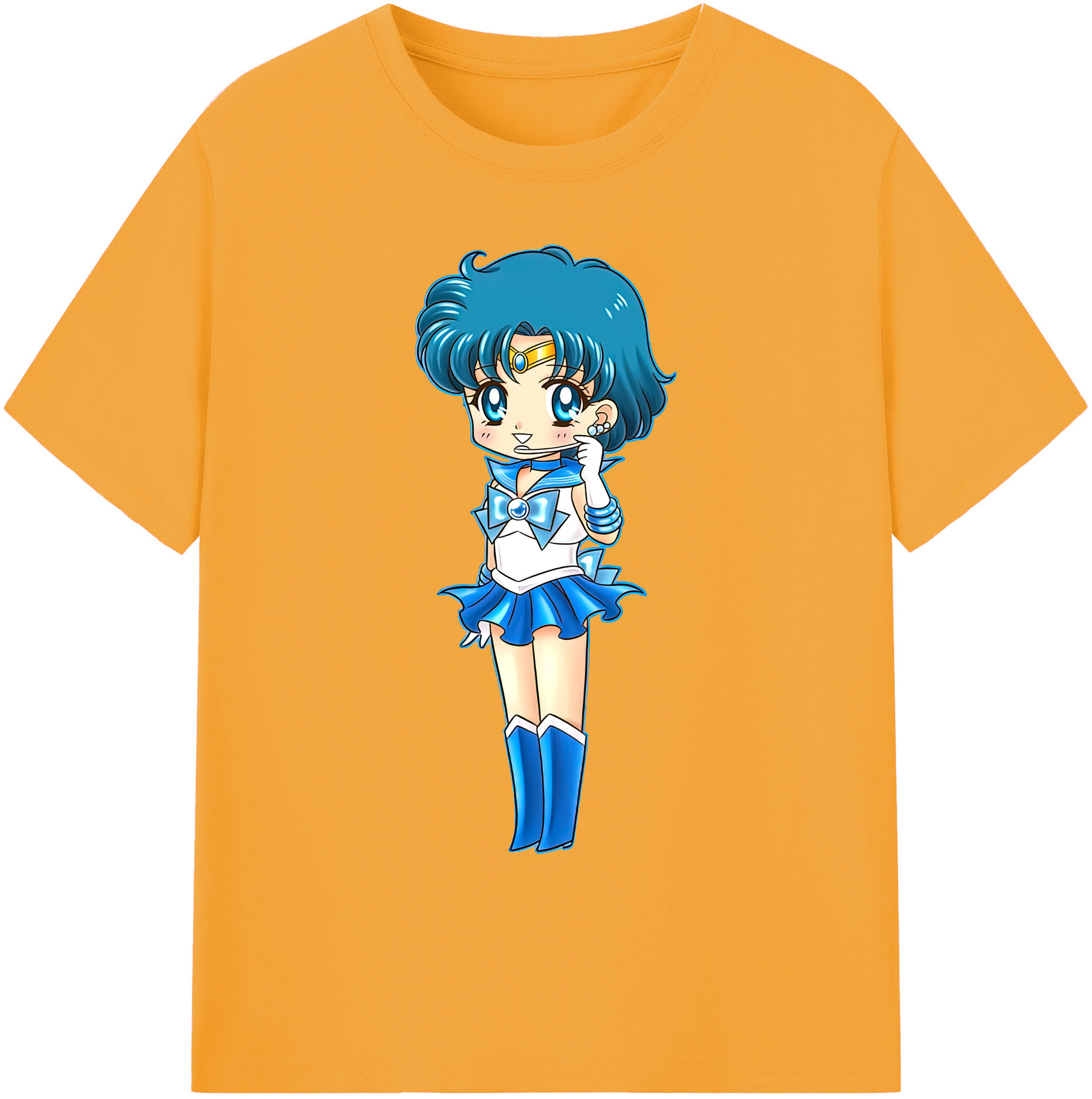 （画像用） 美少女戦士セーラームーン 水野 亜美 みずの あみ Sailor Moon Mizuno Ami 綿100％ メンズ半袖Tシャツ｜肌触りやわらか＆通気性