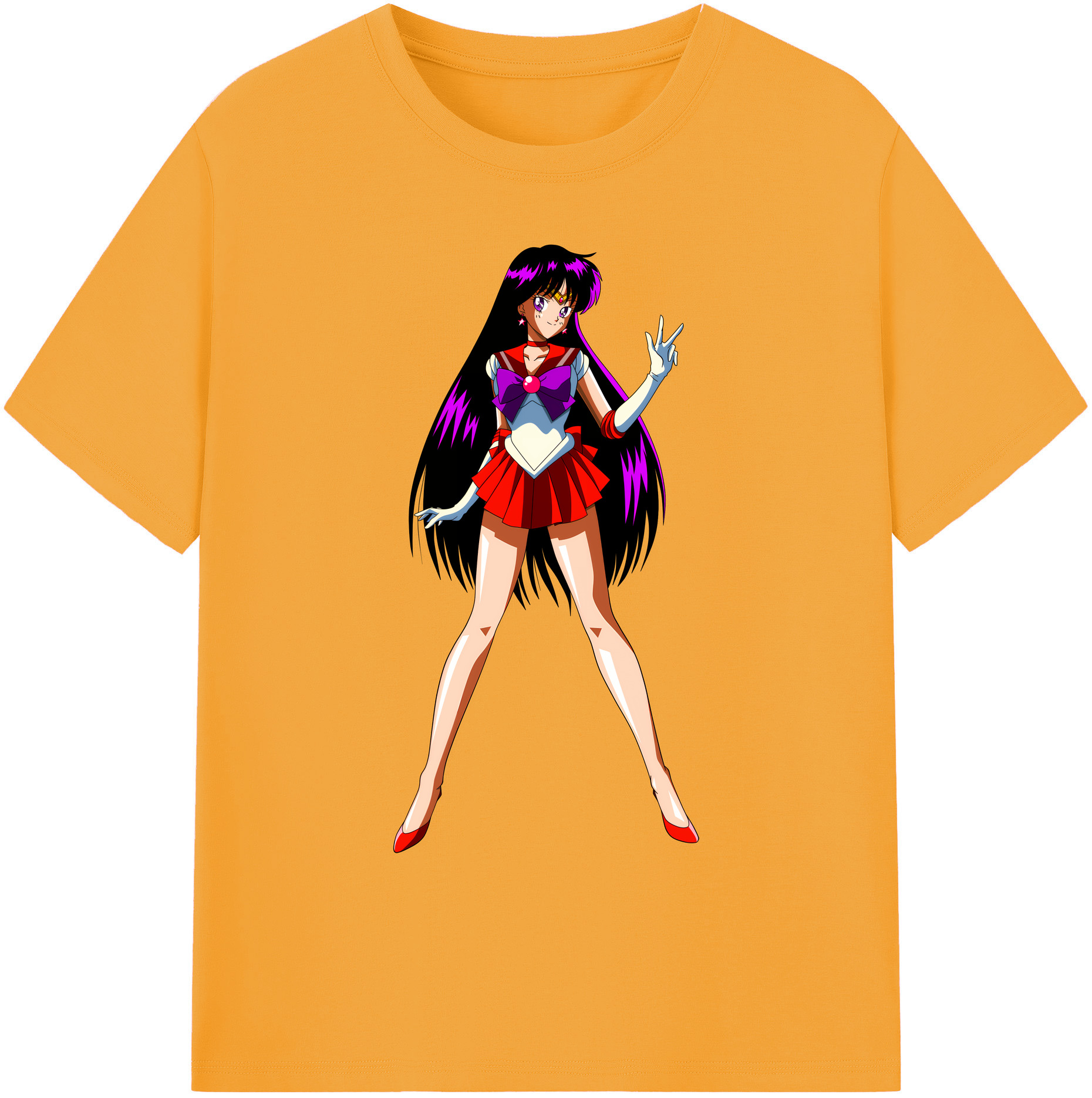 （画像用） 美少女戦士セーラームーン 火野レイ ひの レイ Sailor Moon Hino Rei （セーラーマーズ,Sailor Mars） 綿100％ メンズ半袖Tシャツ｜肌触りやわらか＆通気性