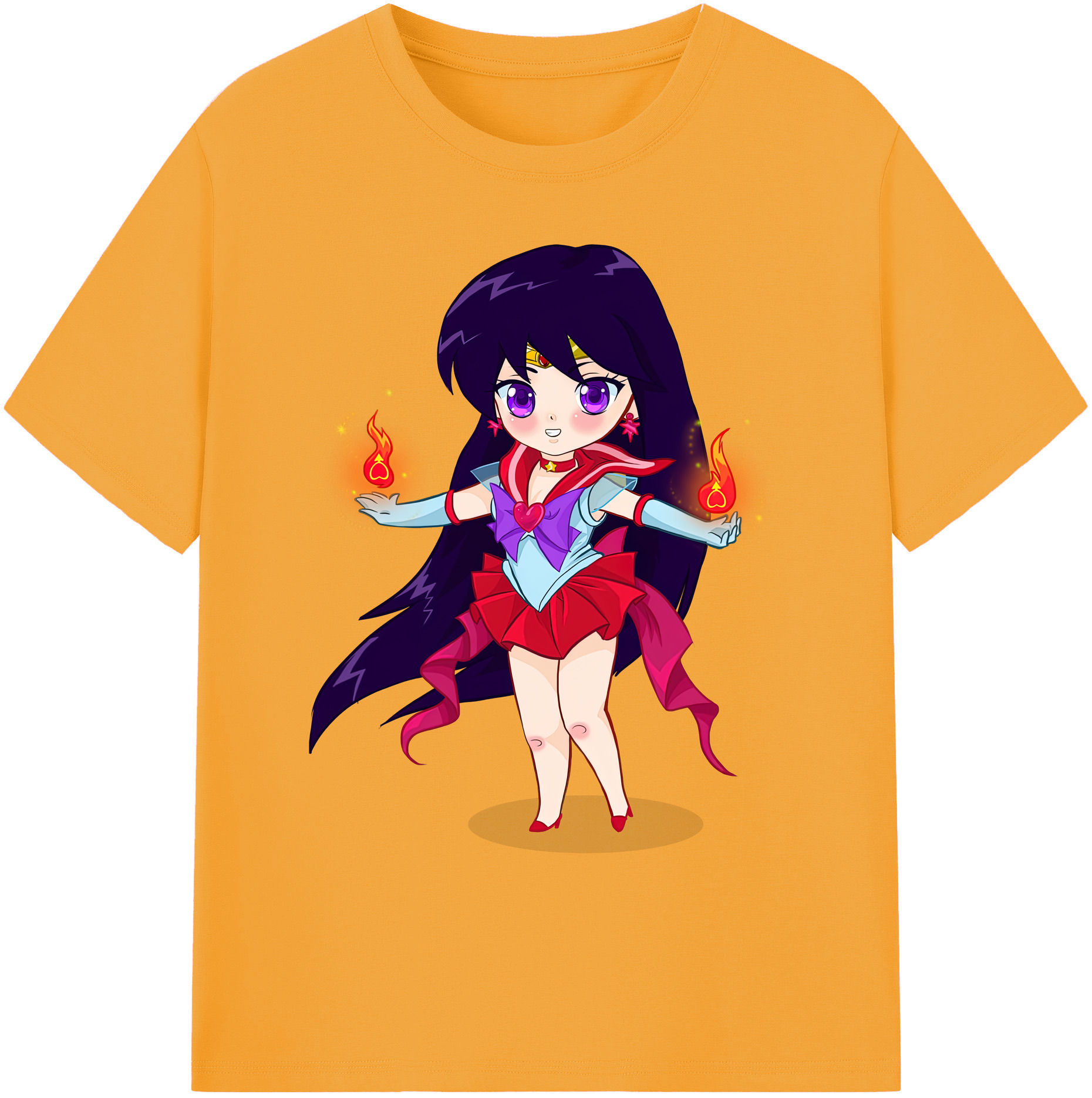（画像用） 美少女戦士セーラームーン 火野レイ ひの レイ Sailor Moon Hino Rei （セーラーマーズ,Sailor Mars） 綿100％ メンズ半袖Tシャツ｜肌触りやわらか＆通気性