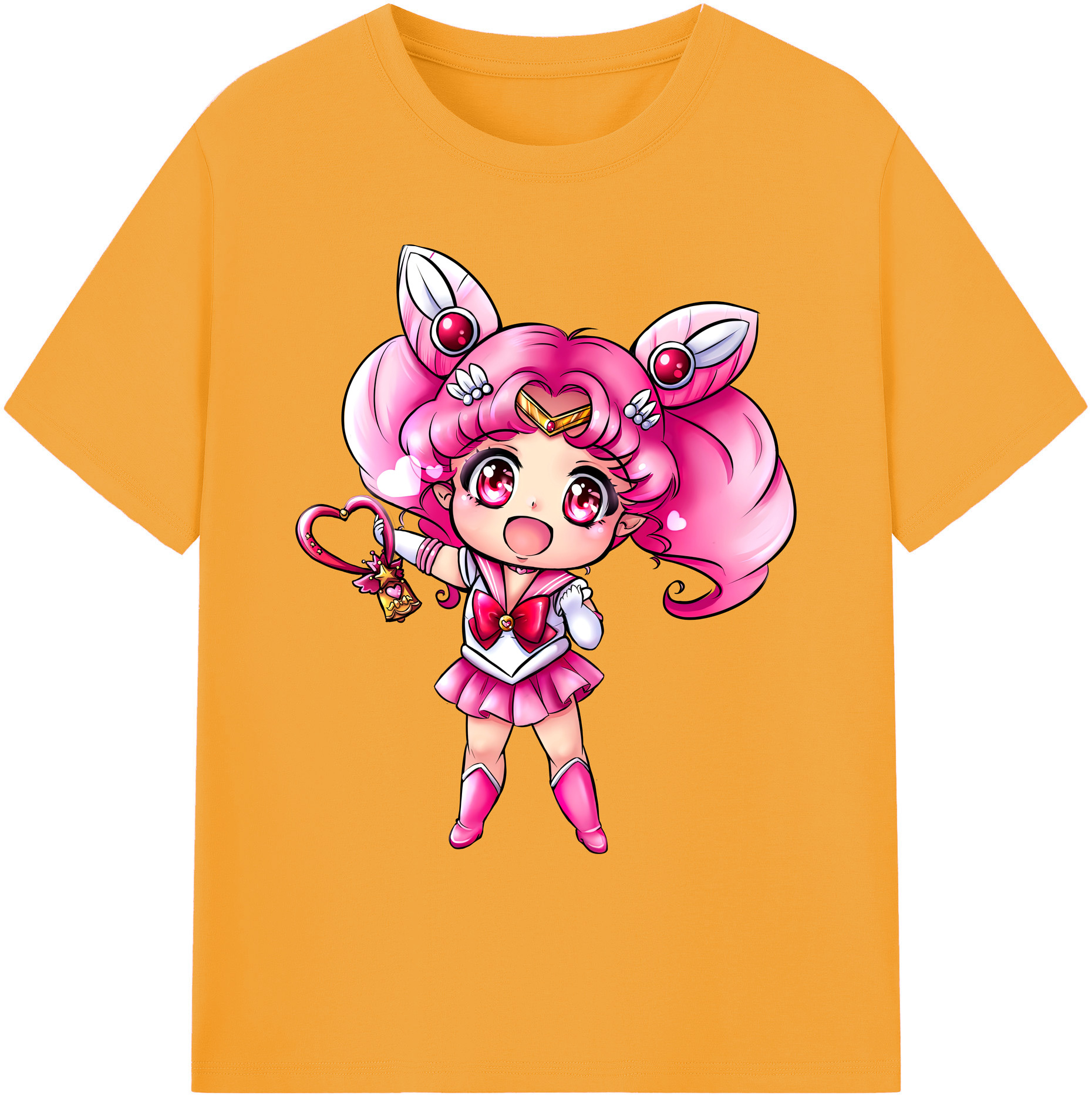 （画像用） 美少女戦士セーラームーン ちびうさ Sailor Moon Chibiusa Tsukino Usagi Small Lady Serenity 綿100％ メンズ半袖Tシャツ｜肌触りやわらか＆通気性