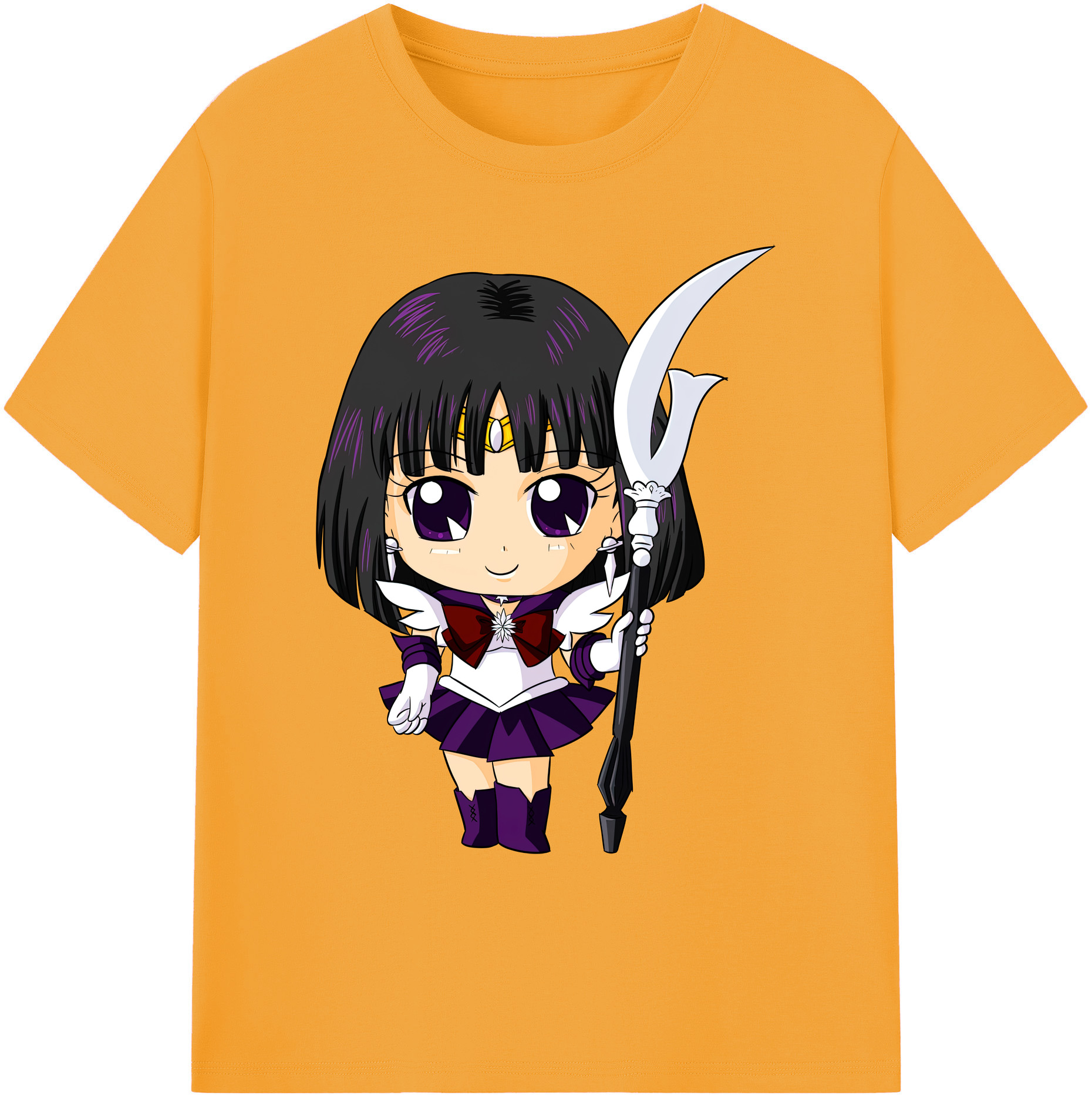 （画像用） 美少女戦士セーラームーン 土萠ほたる Sailor Moon Tomoe Hotaru （セーラーサターン；Sailor Saturn） 綿100％ メンズ半袖Tシャツ｜肌触りやわらか＆通気性