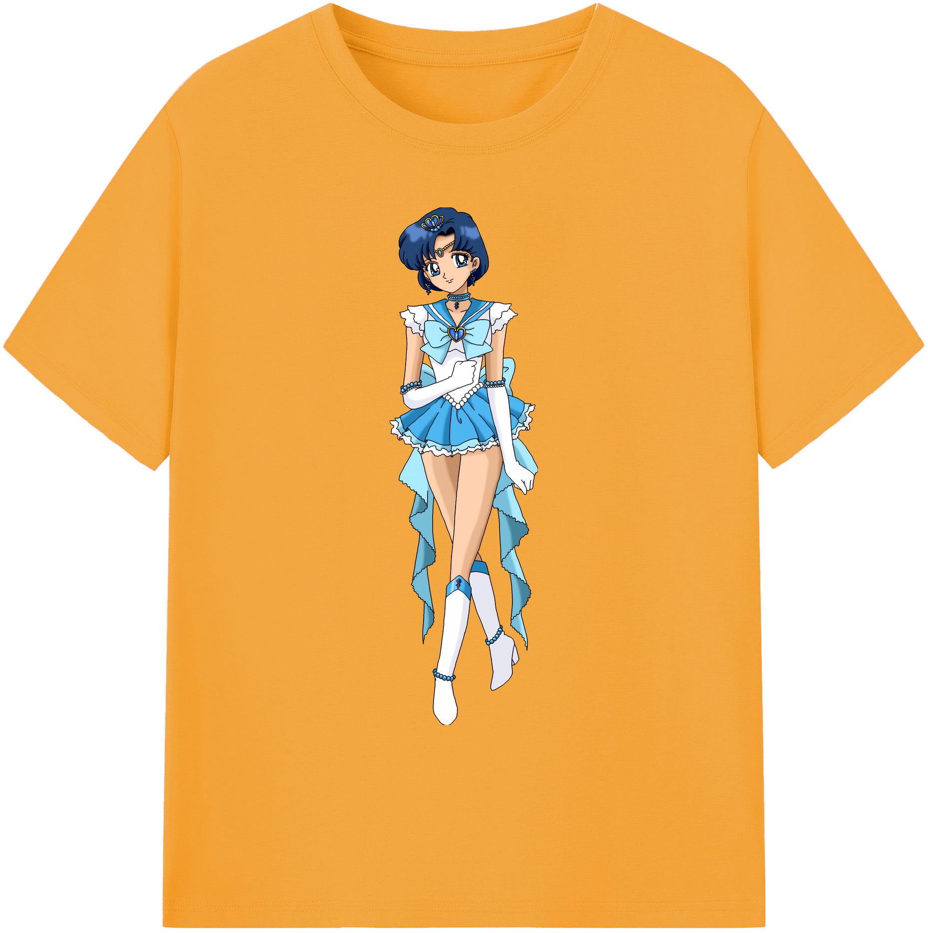 （画像用） 美少女戦士セーラームーン 水野 亜美 みずの あみ Sailor Moon Mizuno Ami 綿100％ メンズ半袖Tシャツ｜肌触りやわらか＆通気性