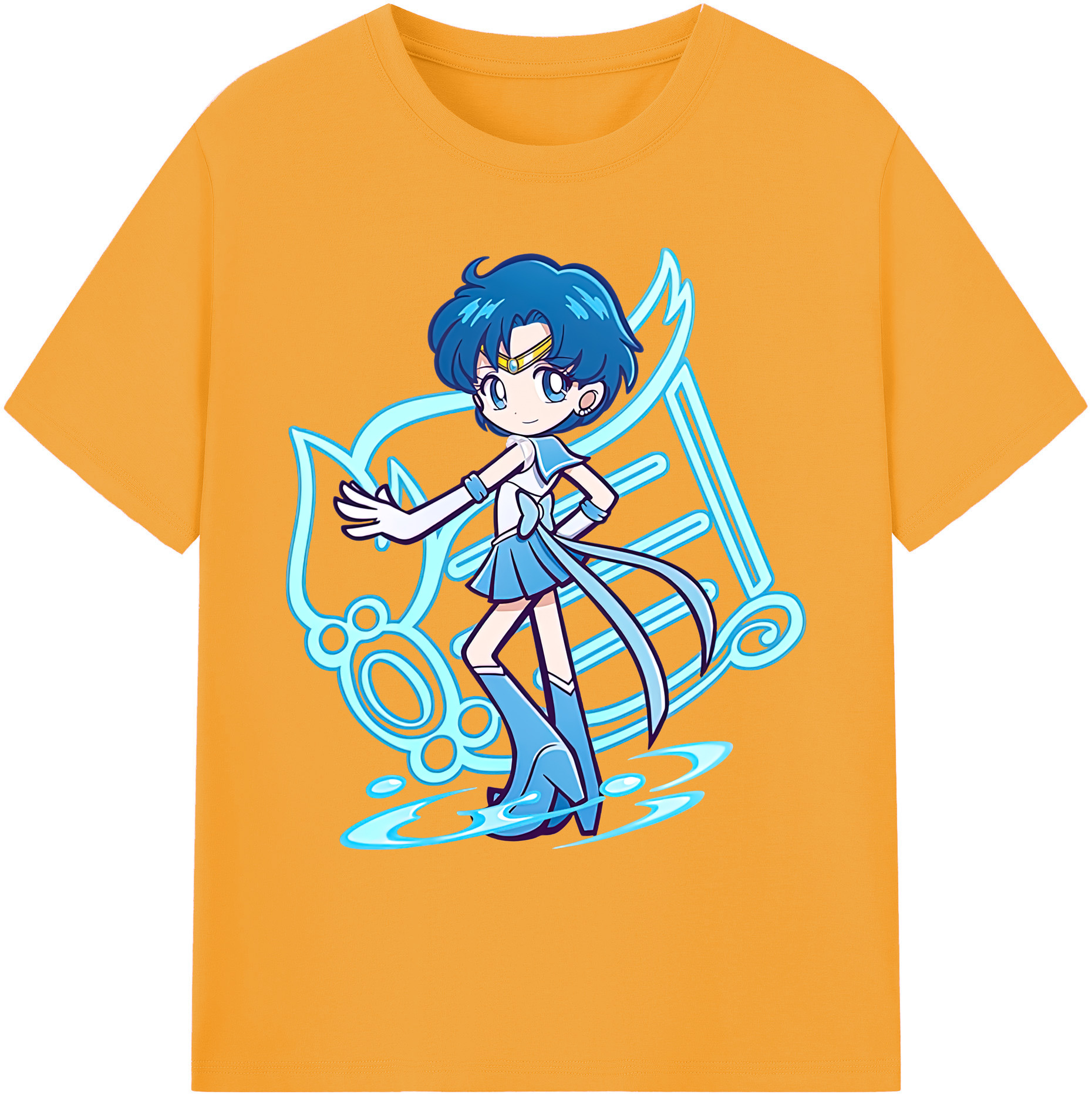 （画像用） 美少女戦士セーラームーン 水野 亜美 みずの あみ Sailor Moon Mizuno Ami 綿100％ メンズ半袖Tシャツ｜肌触りやわらか＆通気性
