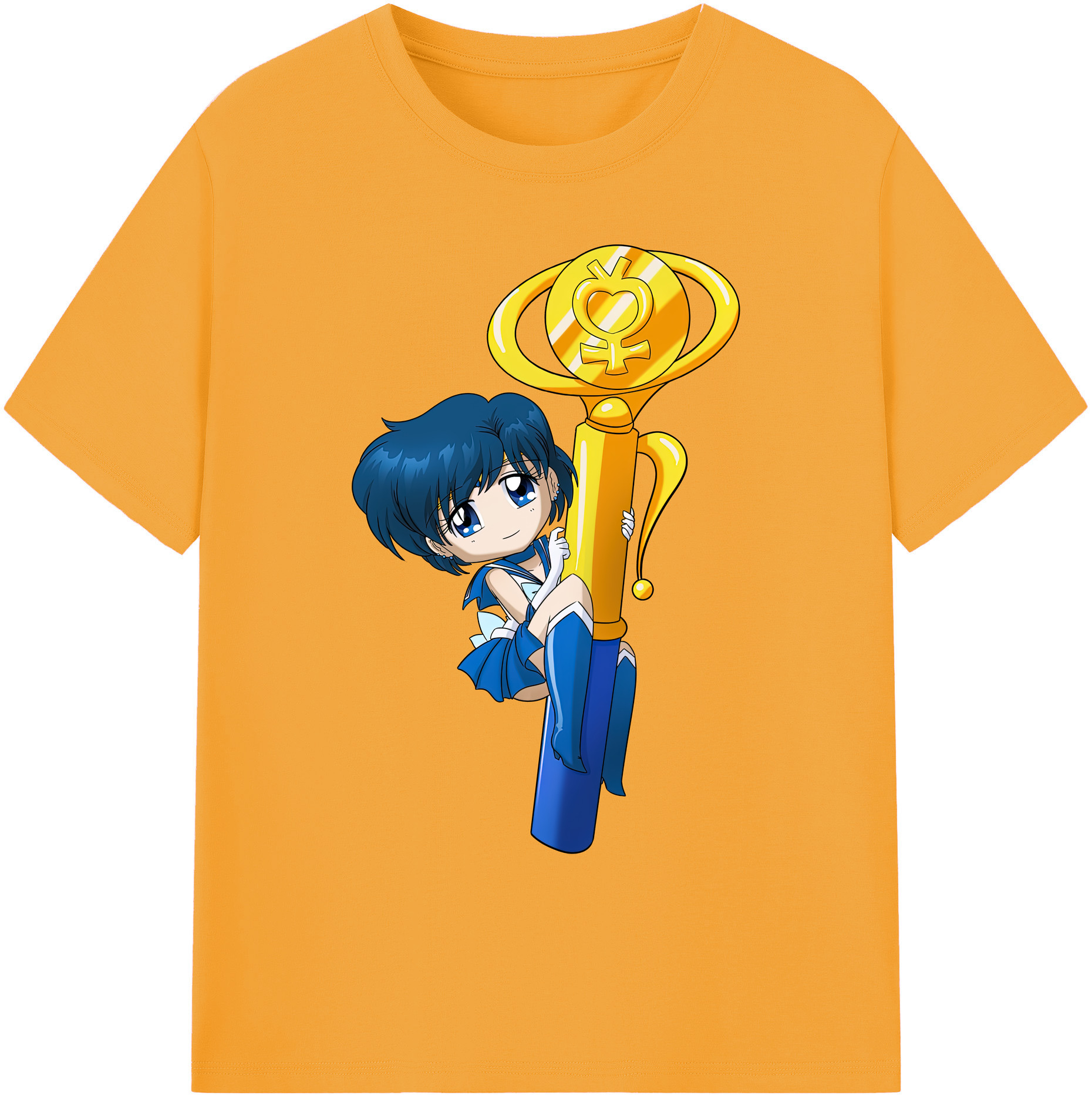 （画像用） 美少女戦士セーラームーン 水野 亜美 みずの あみ Sailor Moon Mizuno Ami 綿100％ メンズ半袖Tシャツ｜肌触りやわらか＆通気性
