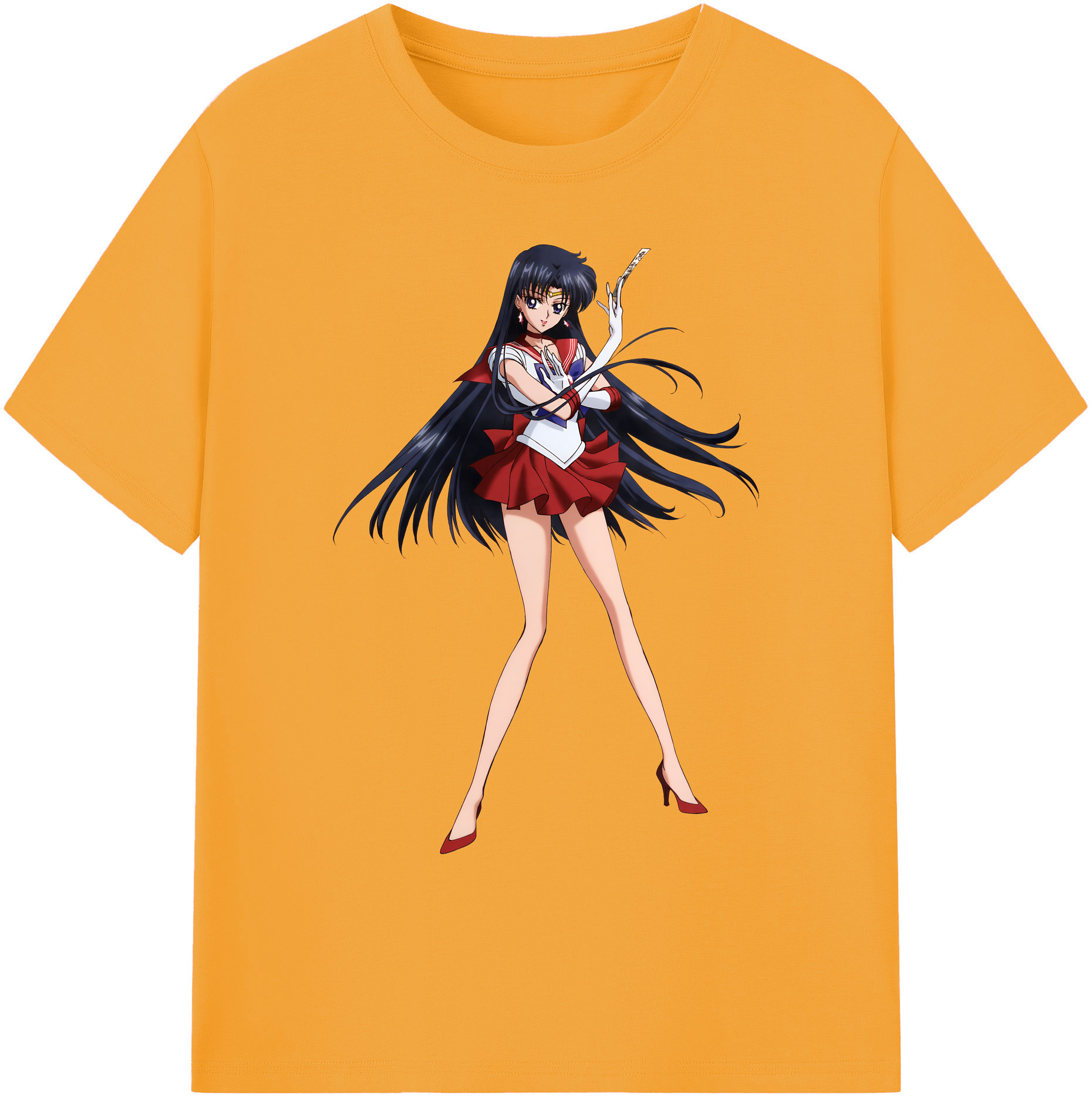 （画像用） 美少女戦士セーラームーン 火野レイ ひの レイ Sailor Moon Hino Rei （セーラーマーズ,Sailor Mars） 綿100％ メンズ半袖Tシャツ｜肌触りやわらか＆通気性