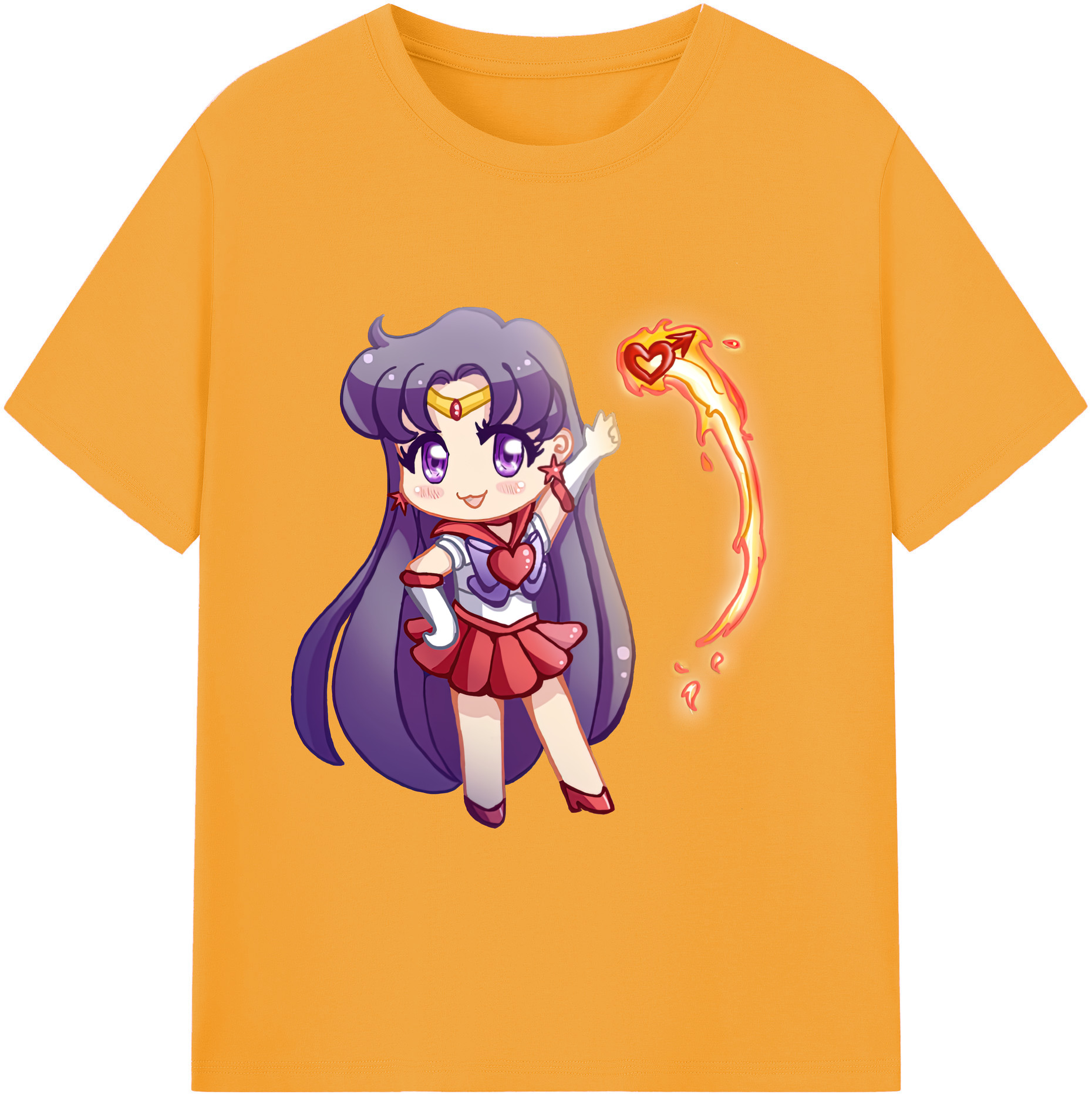 （画像用） 美少女戦士セーラームーン 火野レイ ひの レイ Sailor Moon Hino Rei （セーラーマーズ,Sailor Mars） 綿100％ メンズ半袖Tシャツ｜肌触りやわらか＆通気性