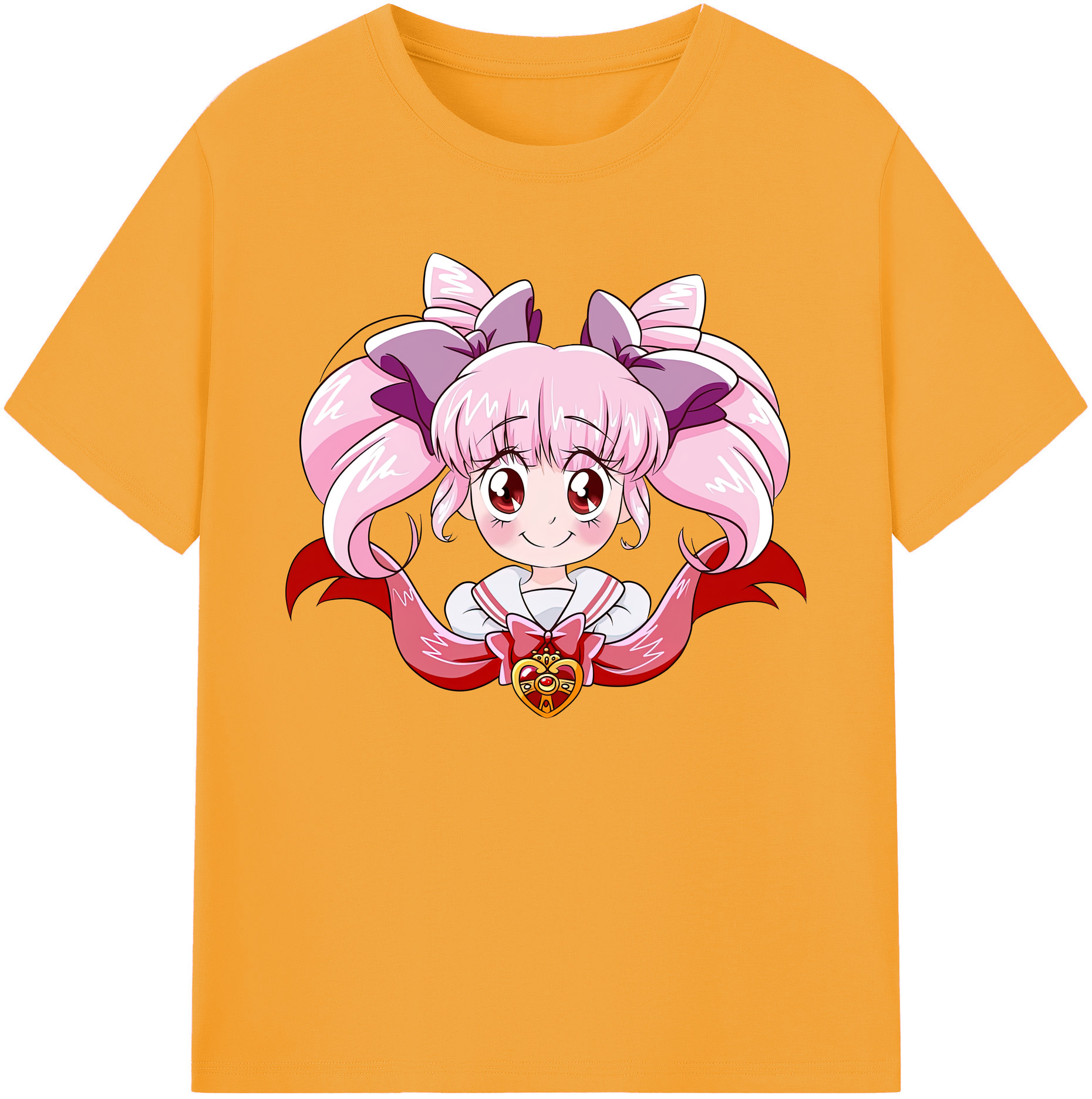 （画像用） 美少女戦士セーラームーン ちびうさ Sailor Moon Chibiusa Tsukino Usagi Small Lady Serenity 綿100％ メンズ半袖Tシャツ｜肌触りやわらか＆通気性