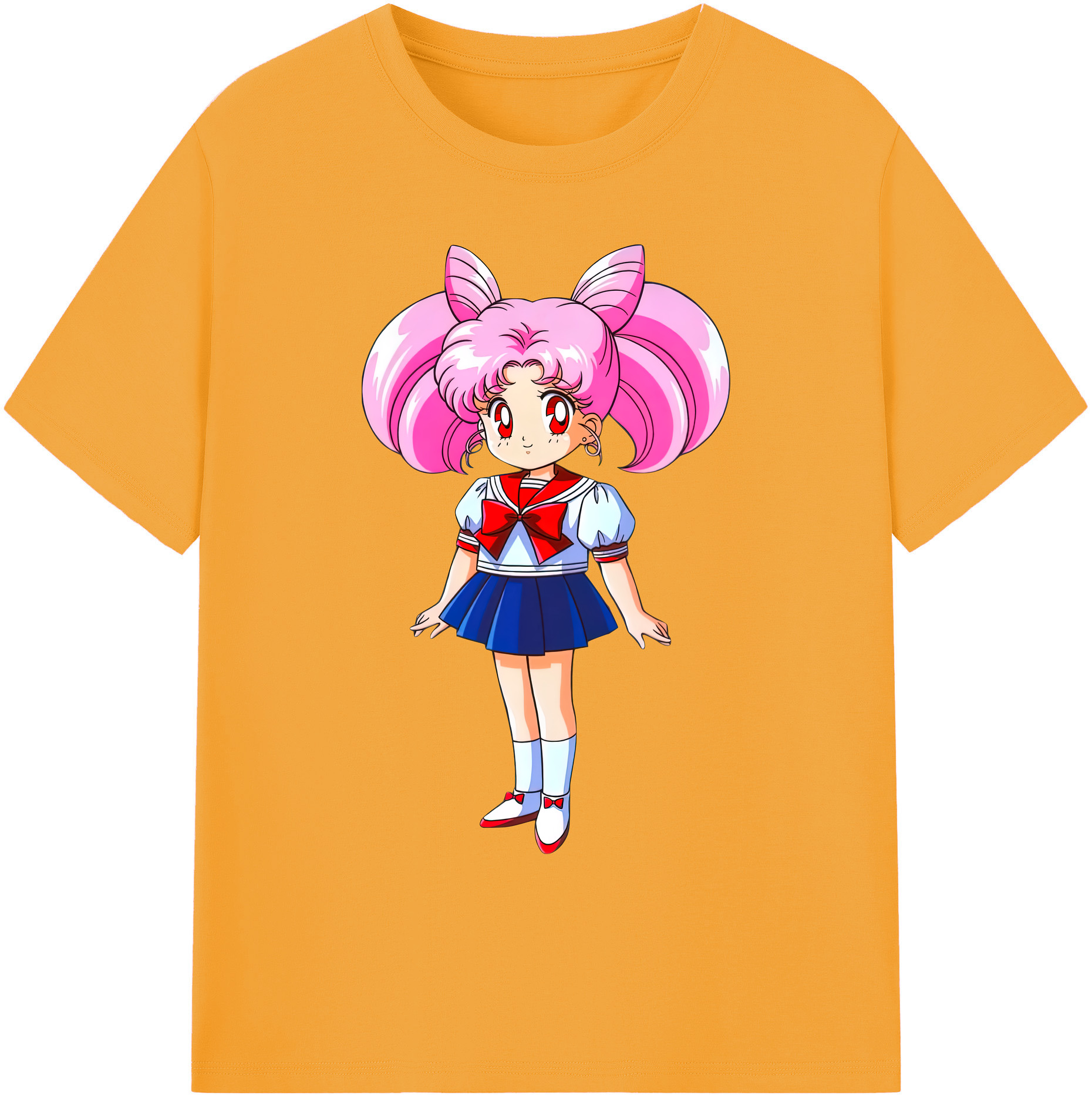 （画像用） 美少女戦士セーラームーン ちびうさ Sailor Moon Chibiusa Tsukino Usagi Small Lady Serenity 綿100％ メンズ半袖Tシャツ｜肌触りやわらか＆通気性