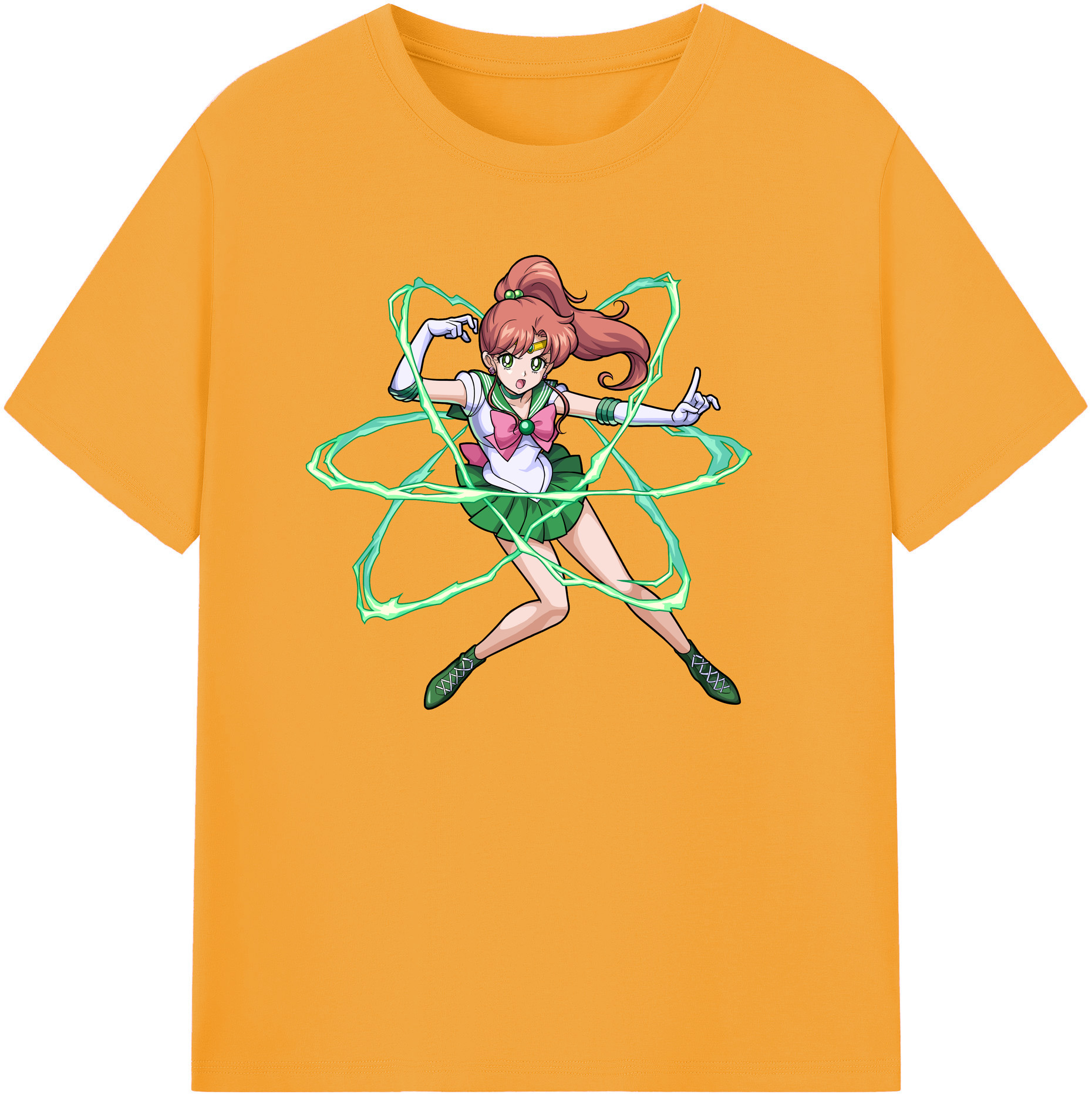 （画像用） 美少女戦士セーラームーン 木野 まこと きの まこと Sailor Moon Kino Makoto （セーラージュピター；Sailor Jupiter） 綿100％ メンズ半袖Tシャツ｜肌触りやわらか＆通気性