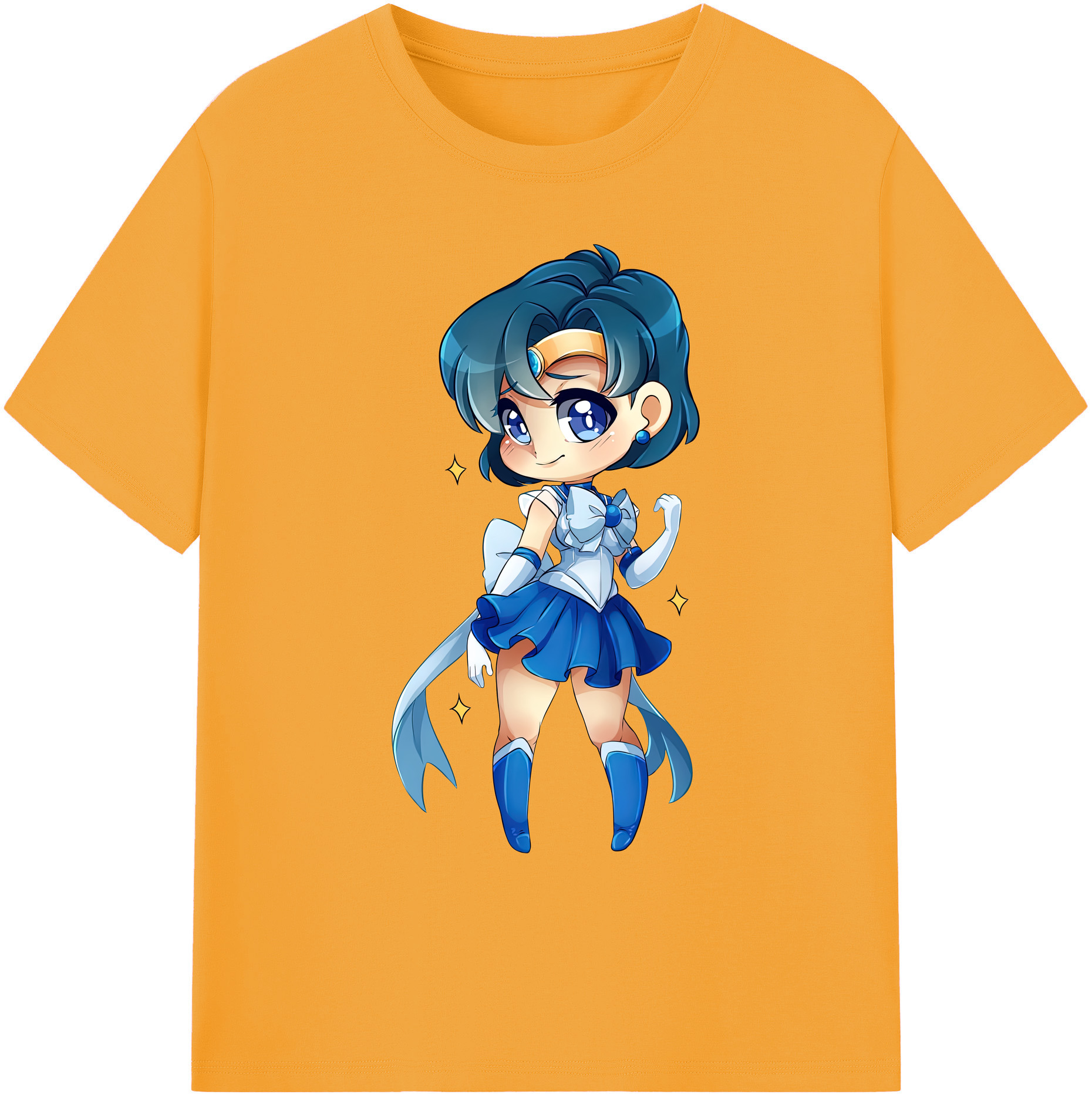 （画像用） 美少女戦士セーラームーン 水野 亜美 みずの あみ Sailor Moon Mizuno Ami 綿100％ メンズ半袖Tシャツ｜肌触りやわらか＆通気性