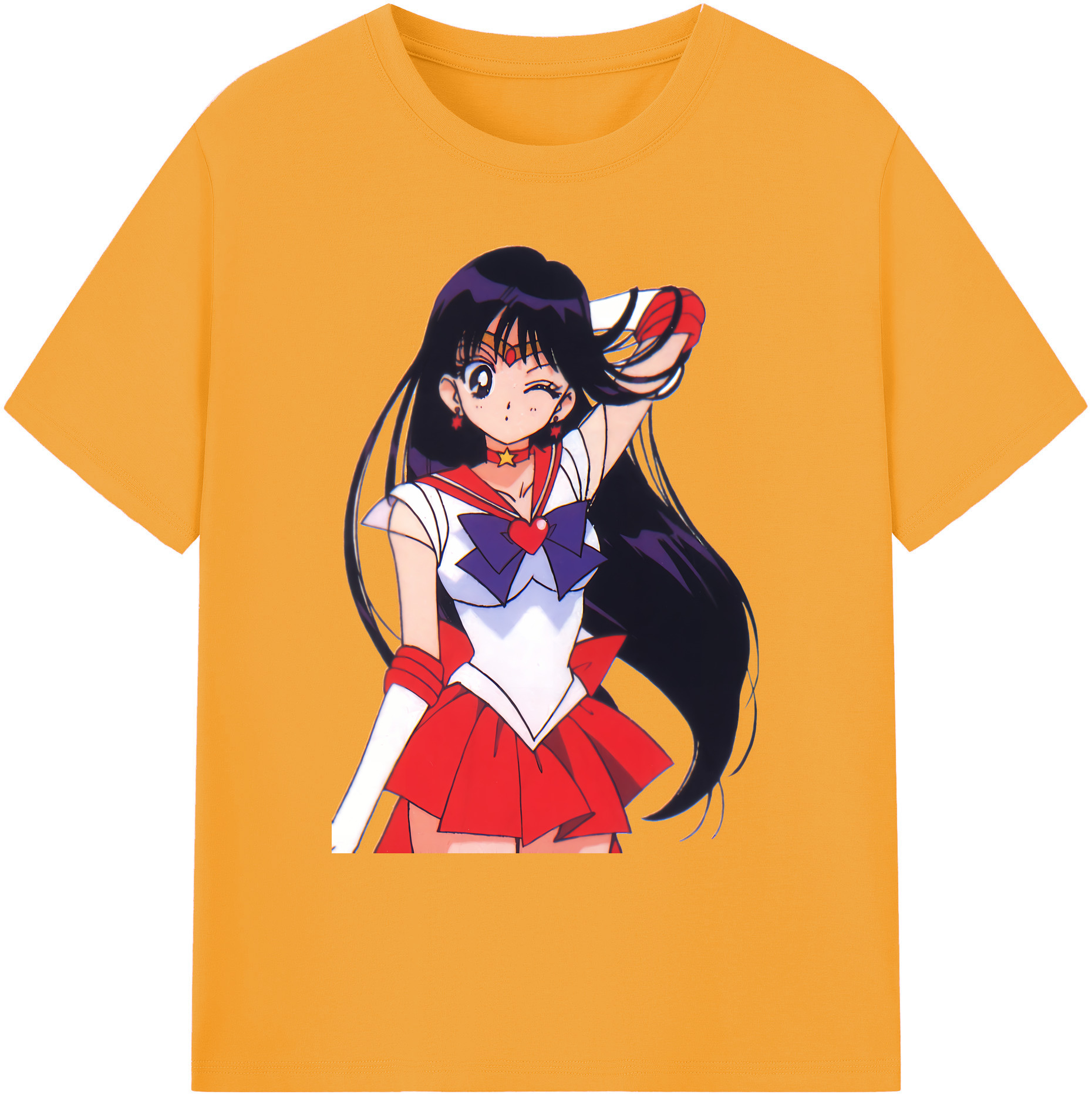 （画像用） 美少女戦士セーラームーン 火野レイ ひの レイ Sailor Moon Hino Rei （セーラーマーズ,Sailor Mars） 綿100％ メンズ半袖Tシャツ｜肌触りやわらか＆通気性