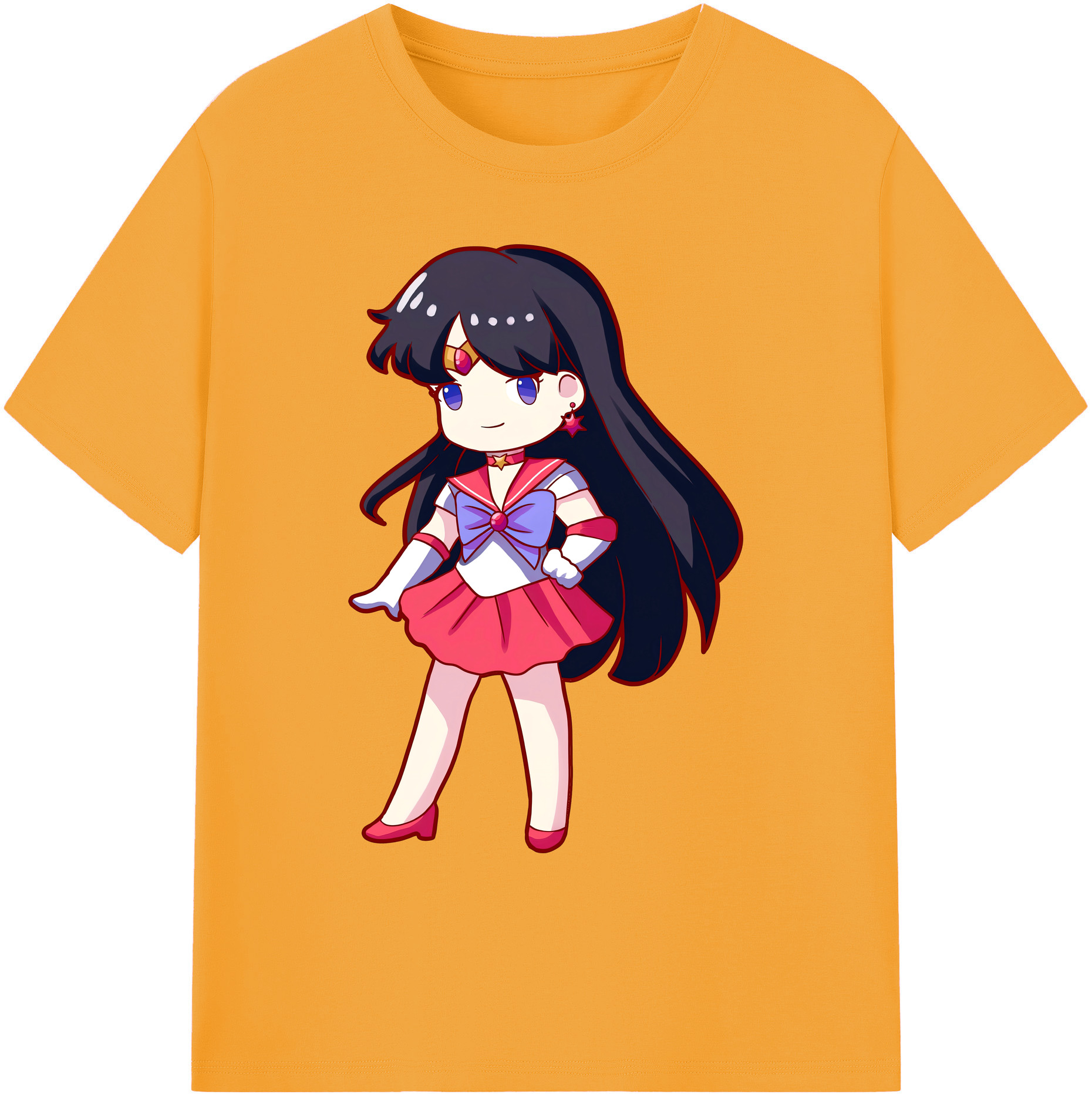 （画像用） 美少女戦士セーラームーン 火野レイ ひの レイ Sailor Moon Hino Rei （セーラーマーズ,Sailor Mars） 綿100％ メンズ半袖Tシャツ｜肌触りやわらか＆通気性