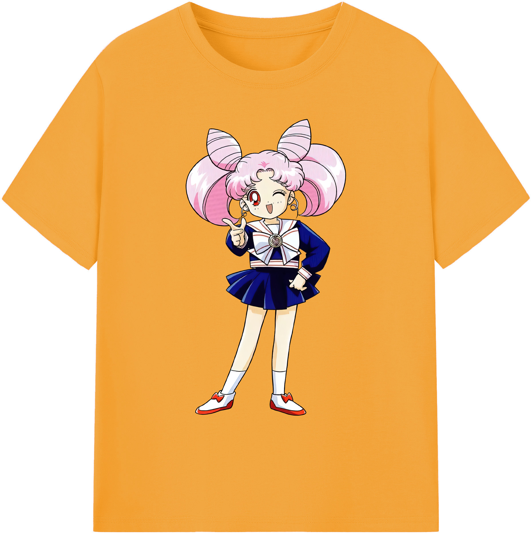 （画像用） 美少女戦士セーラームーン ちびうさ Sailor Moon Chibiusa Tsukino Usagi Small Lady Serenity 綿100％ メンズ半袖Tシャツ｜肌触りやわらか＆通気性
