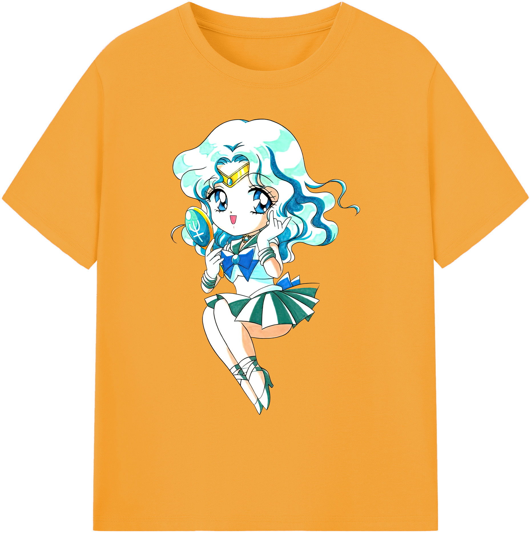 （画像用） 美少女戦士セーラームーン 海王 みちる（かいおう みちる） Sailor Moon Kaiou Michiru 綿100％ メンズ半袖Tシャツ｜肌触りやわらか＆通気性