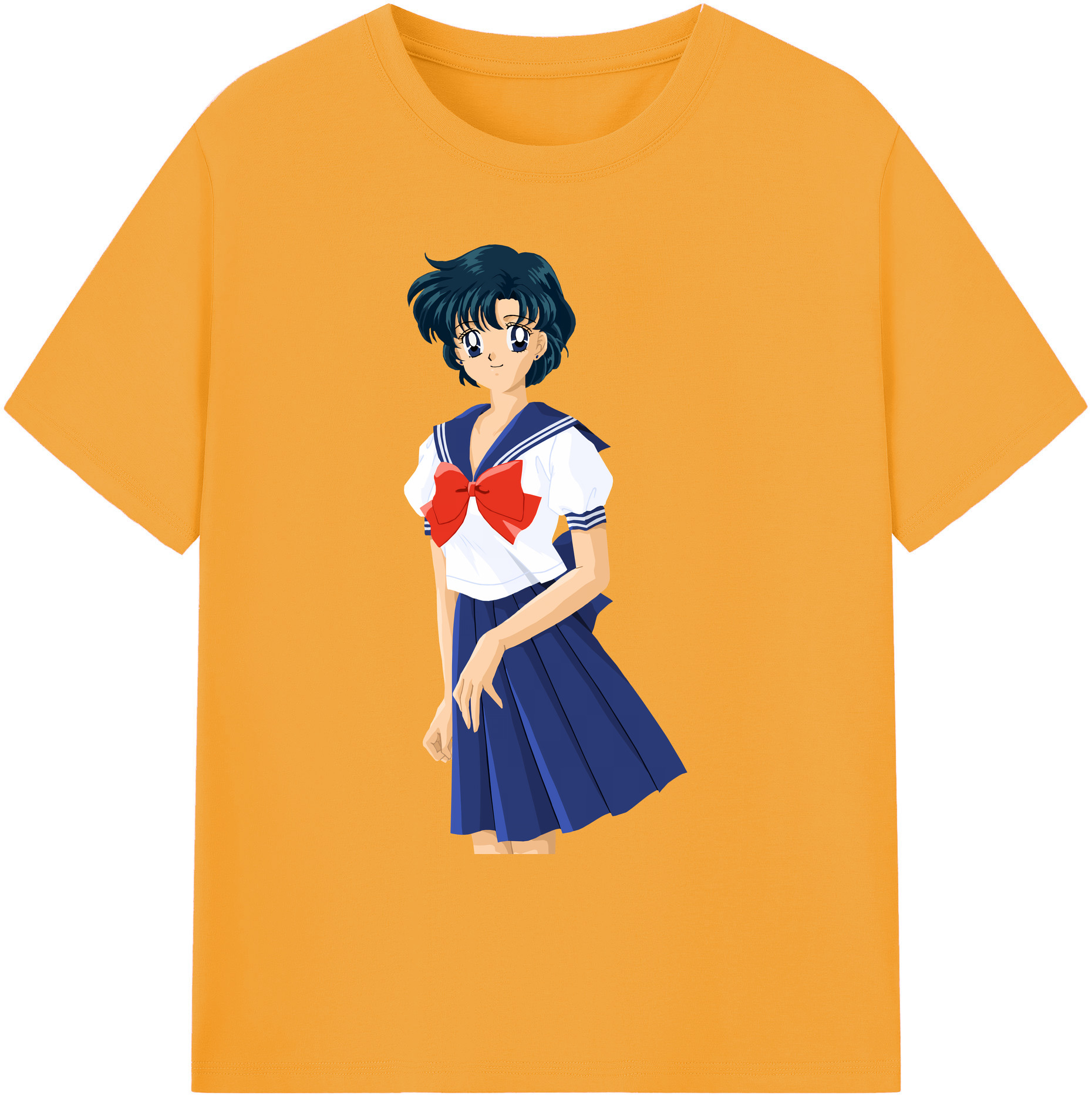 （画像用） 美少女戦士セーラームーン 水野 亜美 みずの あみ Sailor Moon Mizuno Ami 綿100％ メンズ半袖Tシャツ｜肌触りやわらか＆通気性