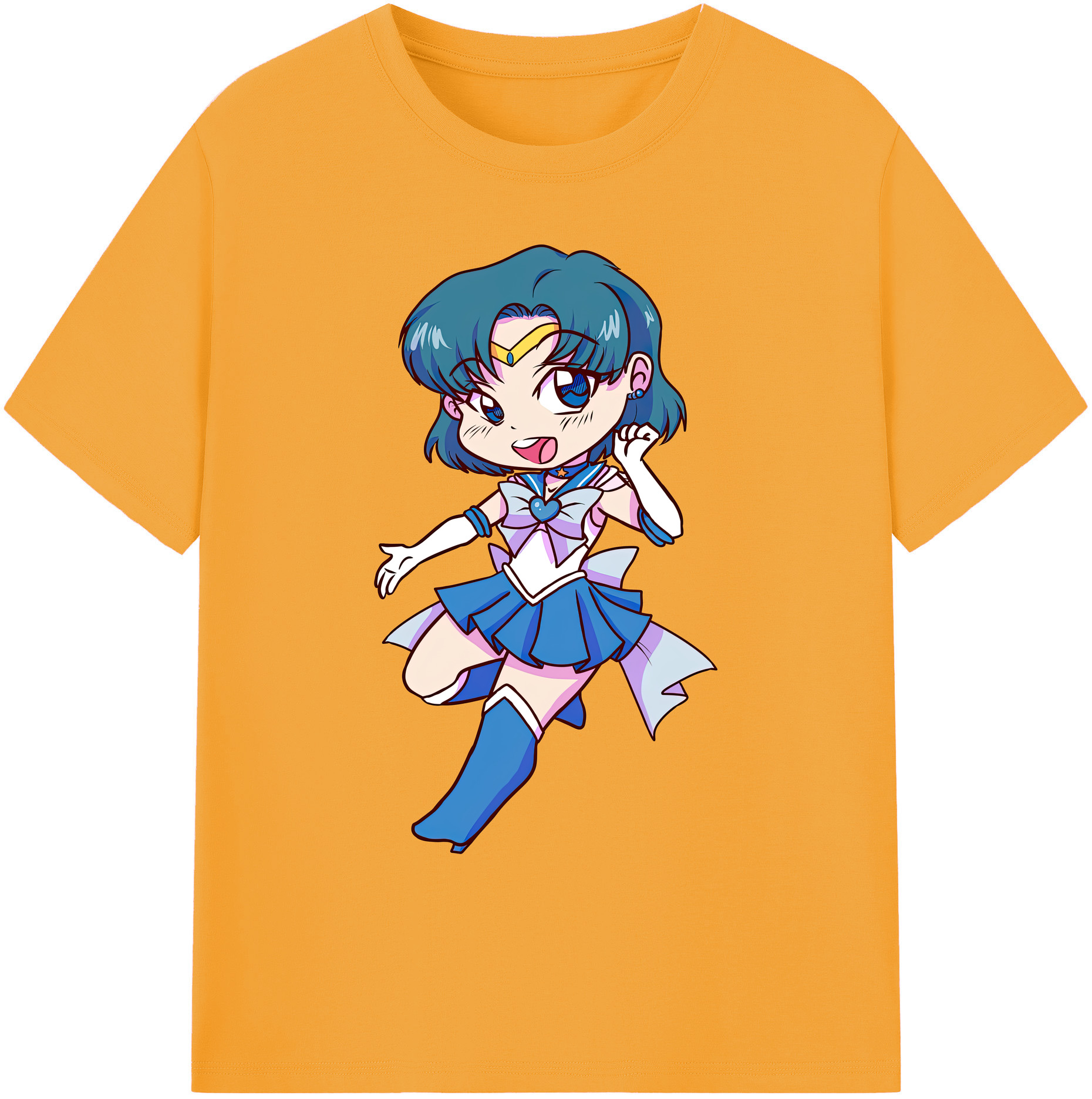 （画像用） 美少女戦士セーラームーン 水野 亜美 みずの あみ Sailor Moon Mizuno Ami 綿100％ メンズ半袖Tシャツ｜肌触りやわらか＆通気性