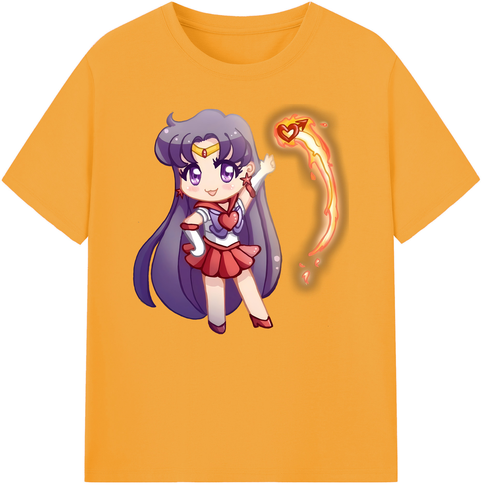 （画像用） 美少女戦士セーラームーン 火野レイ ひの レイ Sailor Moon Hino Rei （セーラーマーズ,Sailor Mars） 綿100％ メンズ半袖Tシャツ｜肌触りやわらか＆通気性