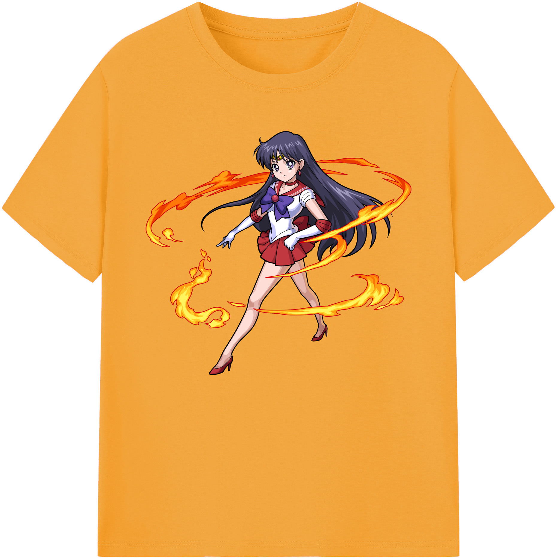 （画像用） 美少女戦士セーラームーン 火野レイ ひの レイ Sailor Moon Hino Rei （セーラーマーズ,Sailor Mars） 綿100％ メンズ半袖Tシャツ｜肌触りやわらか＆通気性