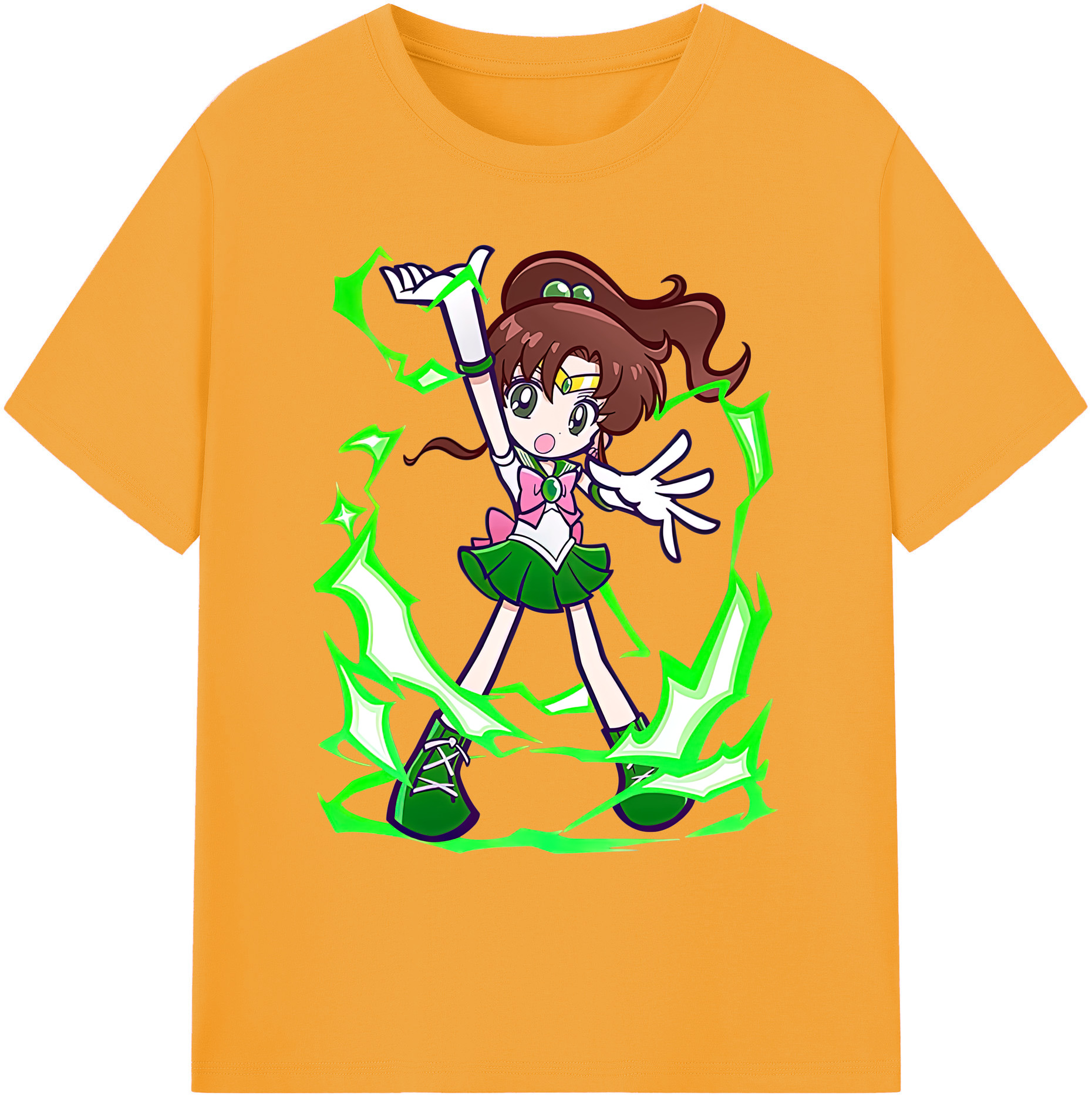 （画像用） 美少女戦士セーラームーン 木野 まこと きの まこと Sailor Moon Kino Makoto （セーラージュピター；Sailor Jupiter） 綿100％ メンズ半袖Tシャツ｜肌触りやわらか＆通気性