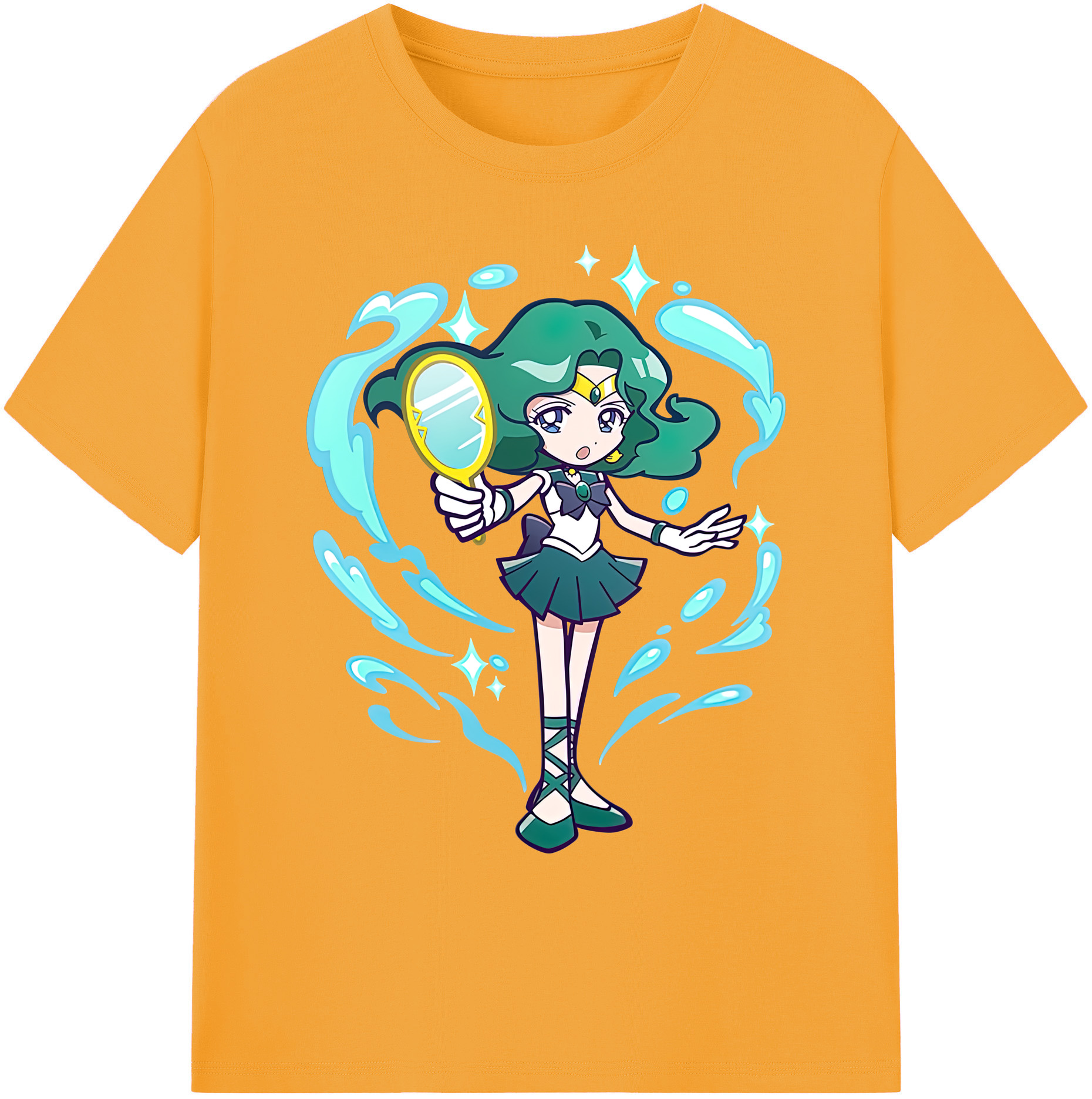 （画像用） 美少女戦士セーラームーン 海王 みちる（かいおう みちる） Sailor Moon Kaiou Michiru 綿100％ メンズ半袖Tシャツ｜肌触りやわらか＆通気性