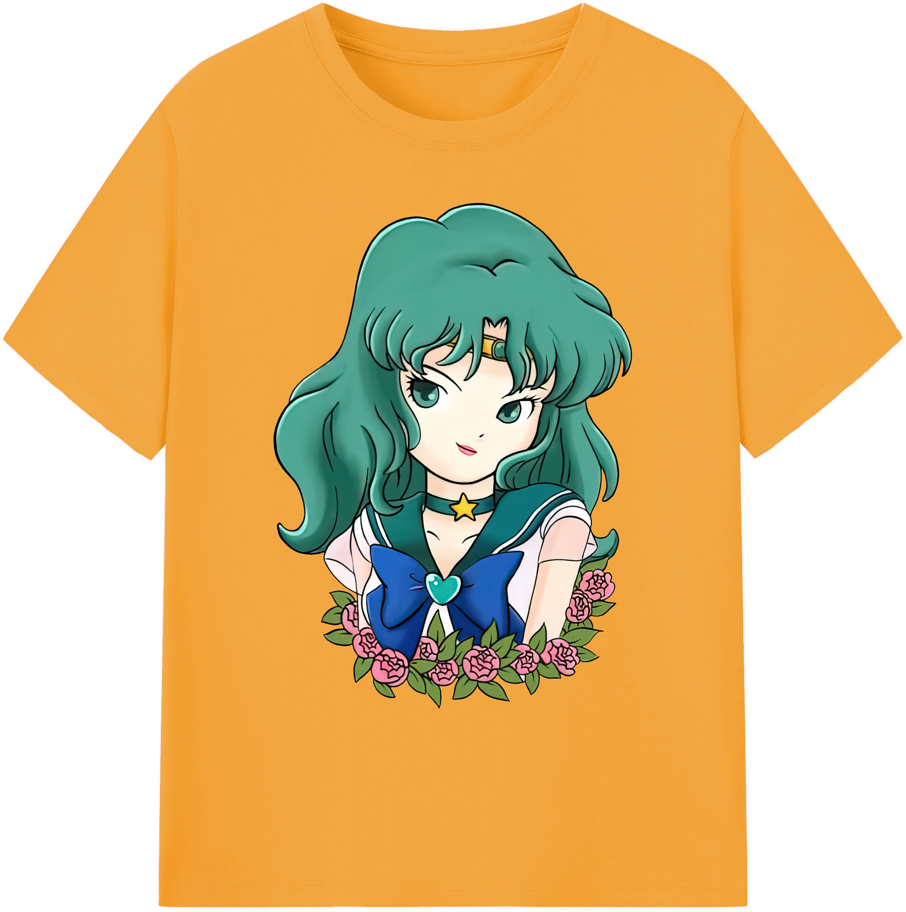 （画像用） 美少女戦士セーラームーン 海王 みちる（かいおう みちる） Sailor Moon Kaiou Michiru 綿100％ メンズ半袖Tシャツ｜肌触りやわらか＆通気性