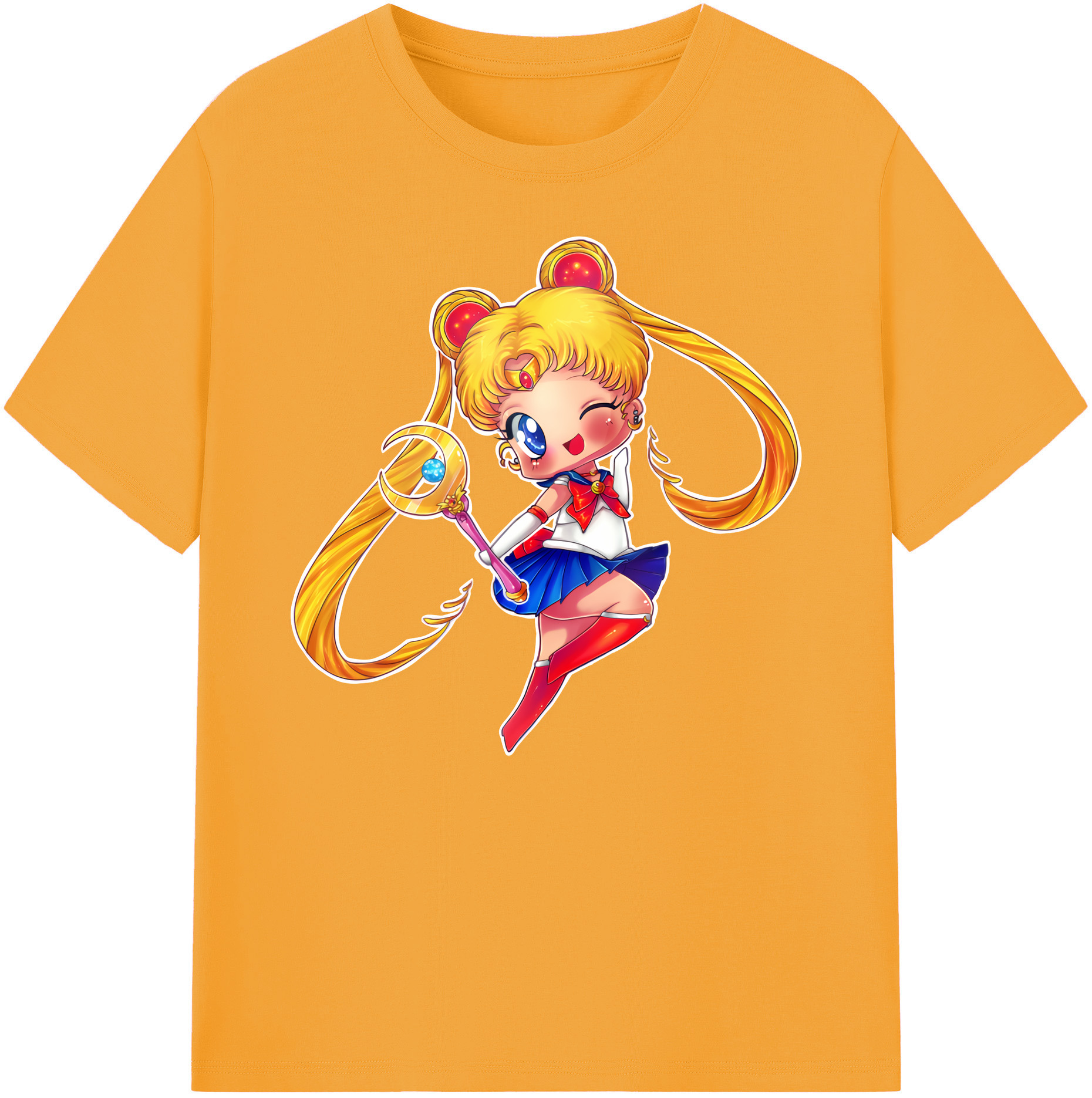 （画像用） 美少女戦士セーラームーン 月野 うさぎ つきの うさぎ Sailor Moon Tsukino Usagi 綿100％ メンズ半袖Tシャツ｜肌触りやわらか＆通気性