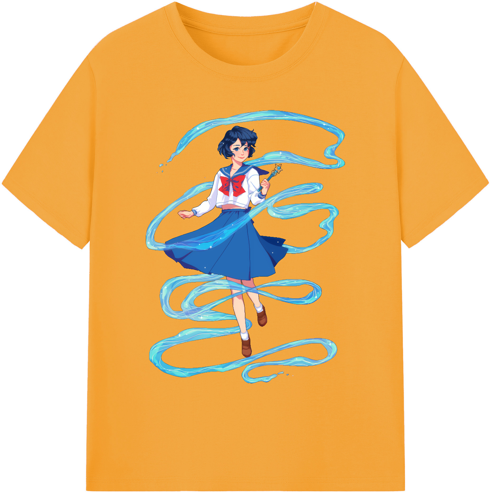 （画像用） 美少女戦士セーラームーン 水野 亜美 みずの あみ Sailor Moon Mizuno Ami 綿100％ メンズ半袖Tシャツ｜肌触りやわらか＆通気性