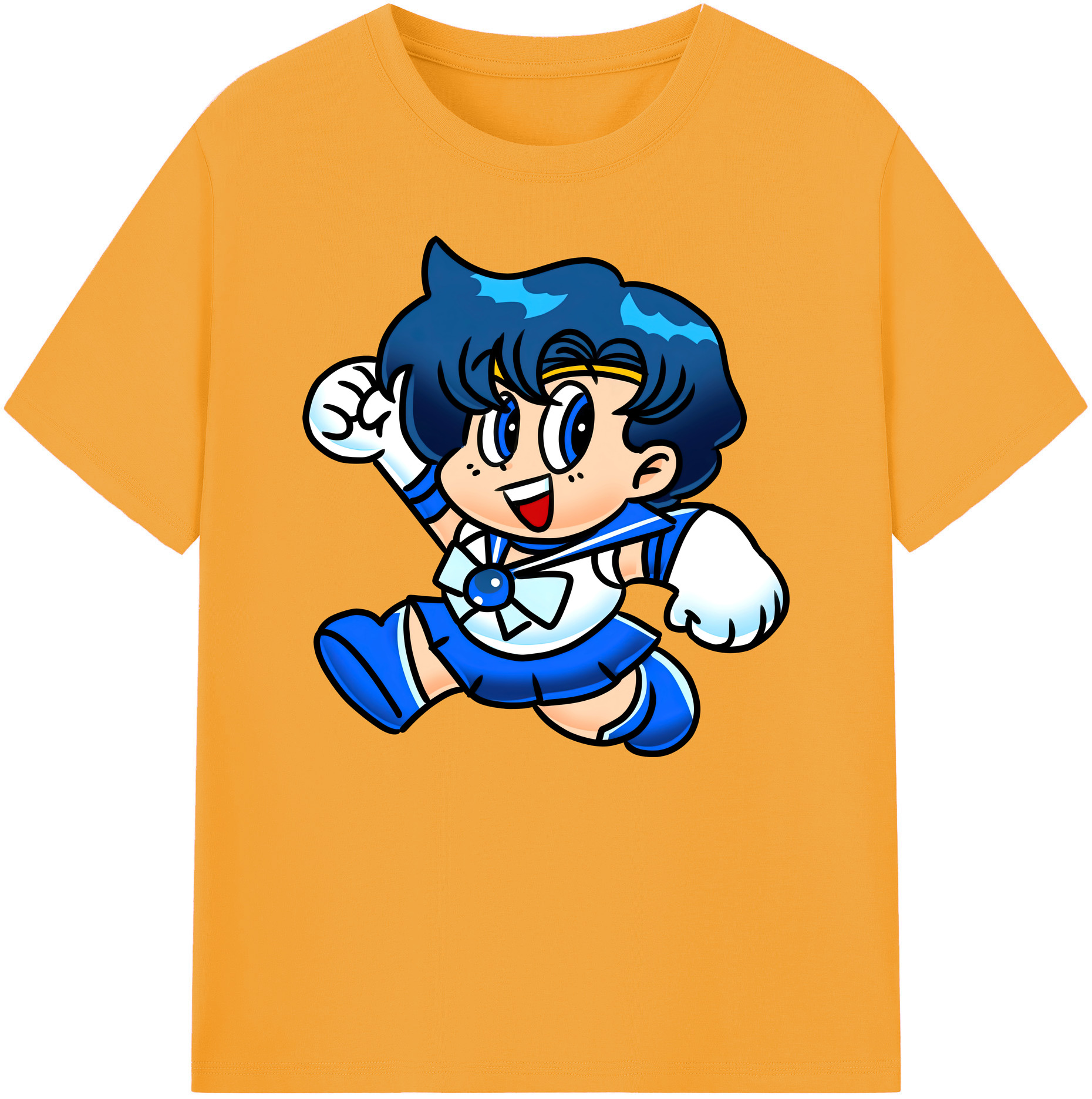 （画像用） 美少女戦士セーラームーン 水野 亜美 みずの あみ Sailor Moon Mizuno Ami 綿100％ メンズ半袖Tシャツ｜肌触りやわらか＆通気性
