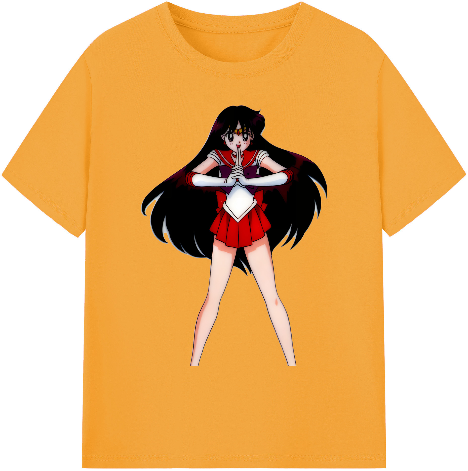 （画像用） 美少女戦士セーラームーン 火野レイ ひの レイ Sailor Moon Hino Rei （セーラーマーズ,Sailor Mars） 綿100％ メンズ半袖Tシャツ｜肌触りやわらか＆通気性
