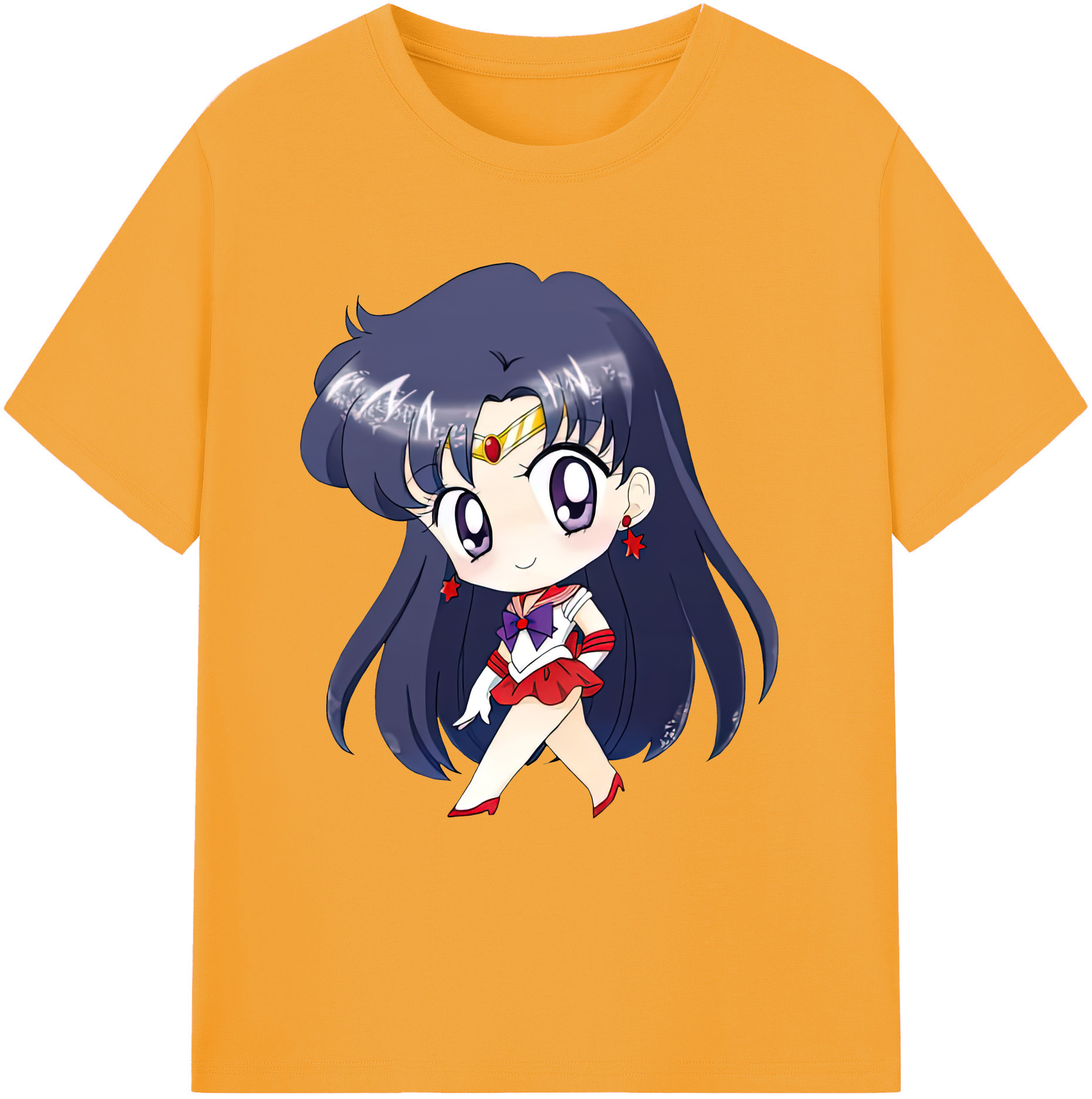 （画像用） 美少女戦士セーラームーン 火野レイ ひの レイ Sailor Moon Hino Rei （セーラーマーズ,Sailor Mars） 綿100％ メンズ半袖Tシャツ｜肌触りやわらか＆通気性