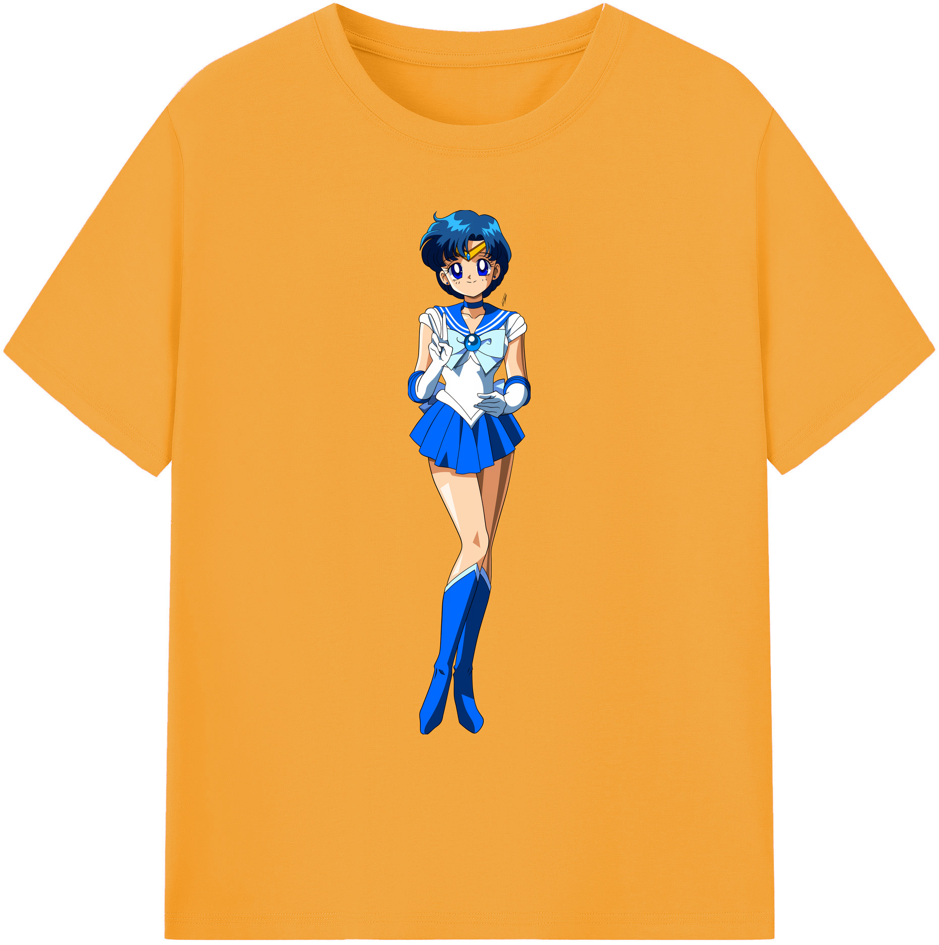 （画像用） 美少女戦士セーラームーン 水野 亜美 みずの あみ Sailor Moon Mizuno Ami 綿100％ メンズ半袖Tシャツ｜肌触りやわらか＆通気性